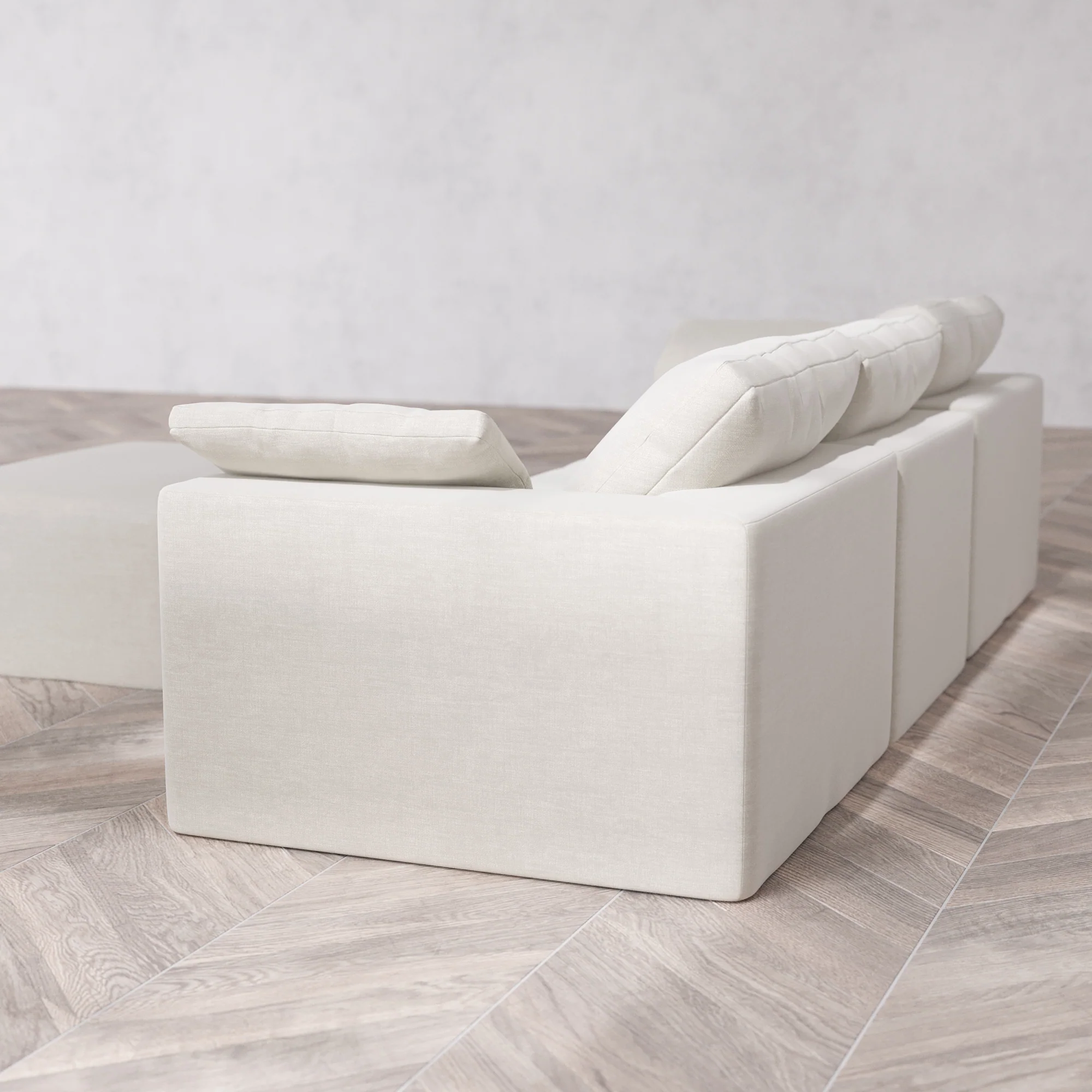 Slipcover Only - Modular Washable 3-Seater + Chaise Ottoman Cloud Sofa in Cashew - Image 5