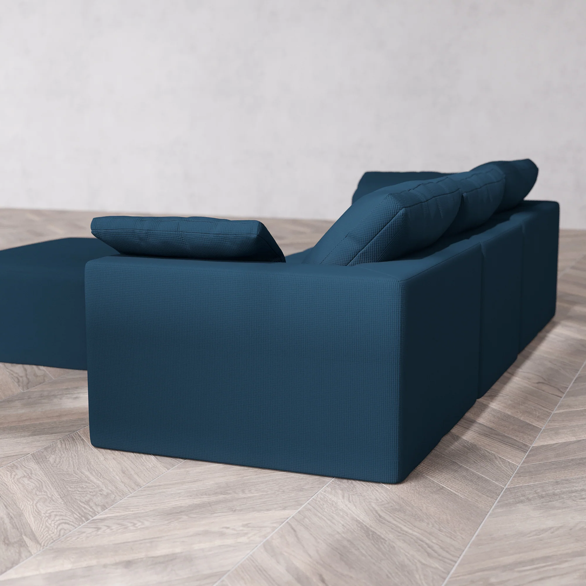 Slipcover Only - Modular Washable 3-Seater + Chaise Ottoman Cloud Sofa in Lazuli - Image 5