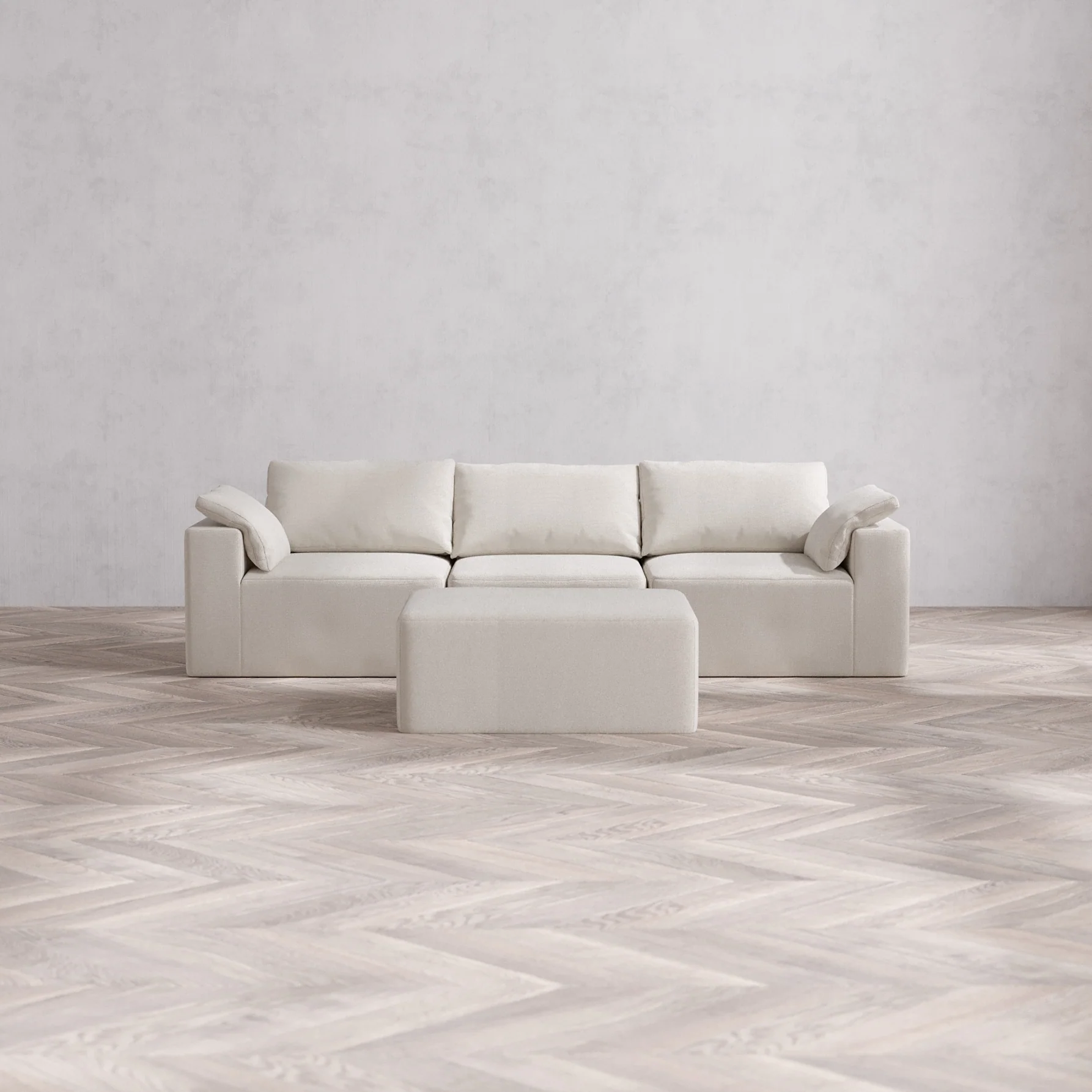 Slipcover Only - Modular Washable 3-Seater + Chaise Ottoman Cloud Sofa in Pearl