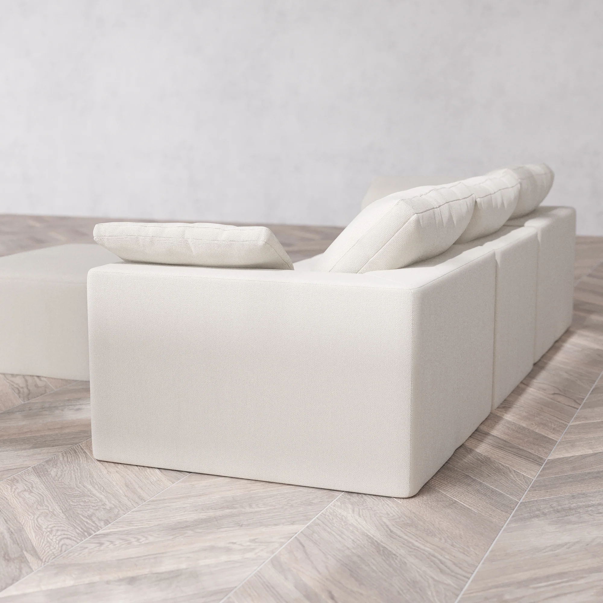 Slipcover Only - Modular Washable 3-Seater + Chaise Ottoman Cloud Sofa in Pearl - Image 5
