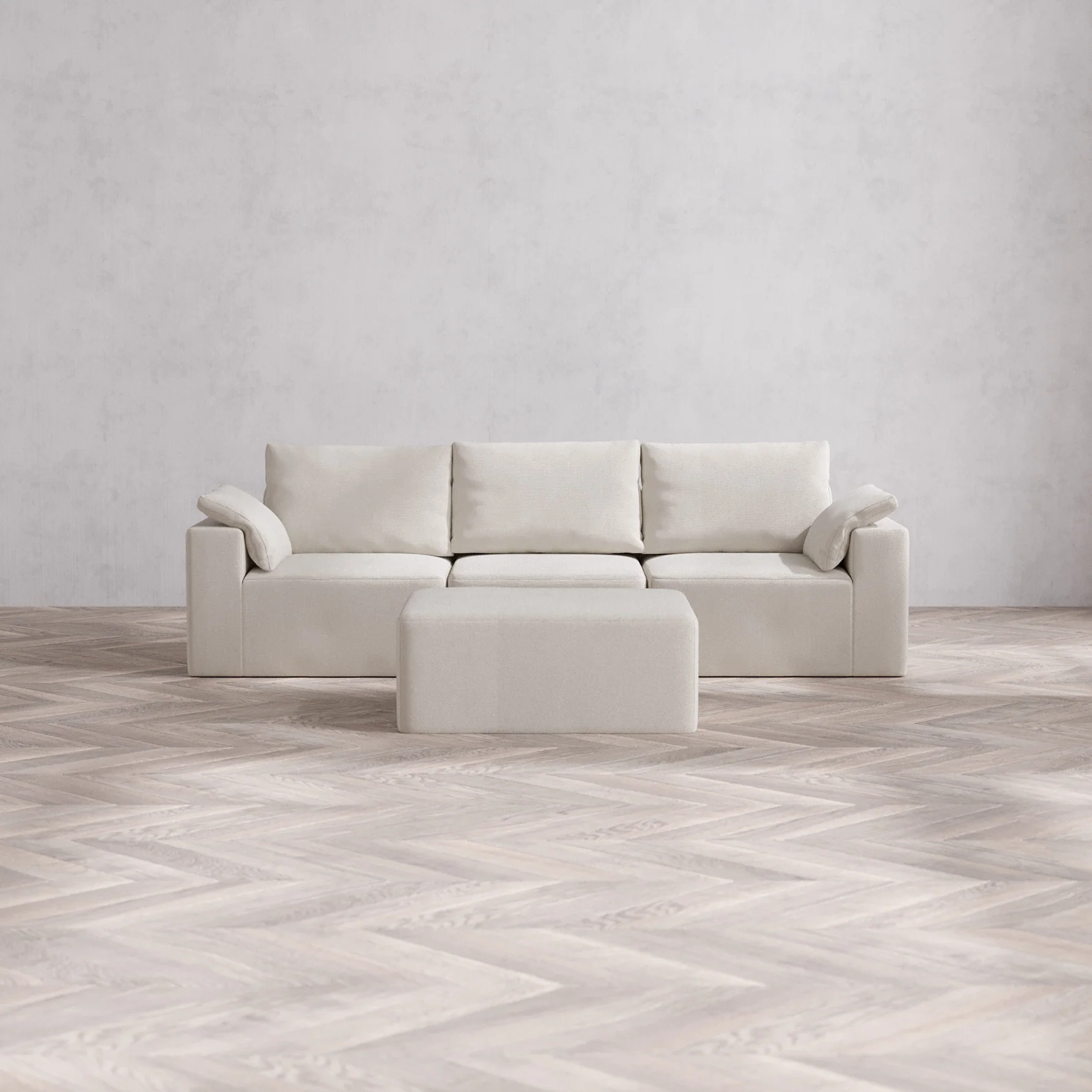 Slipcover Only - Modular Washable 3-Seater + Chaise Ottoman Cloud + Bolster Sofa in Pearl