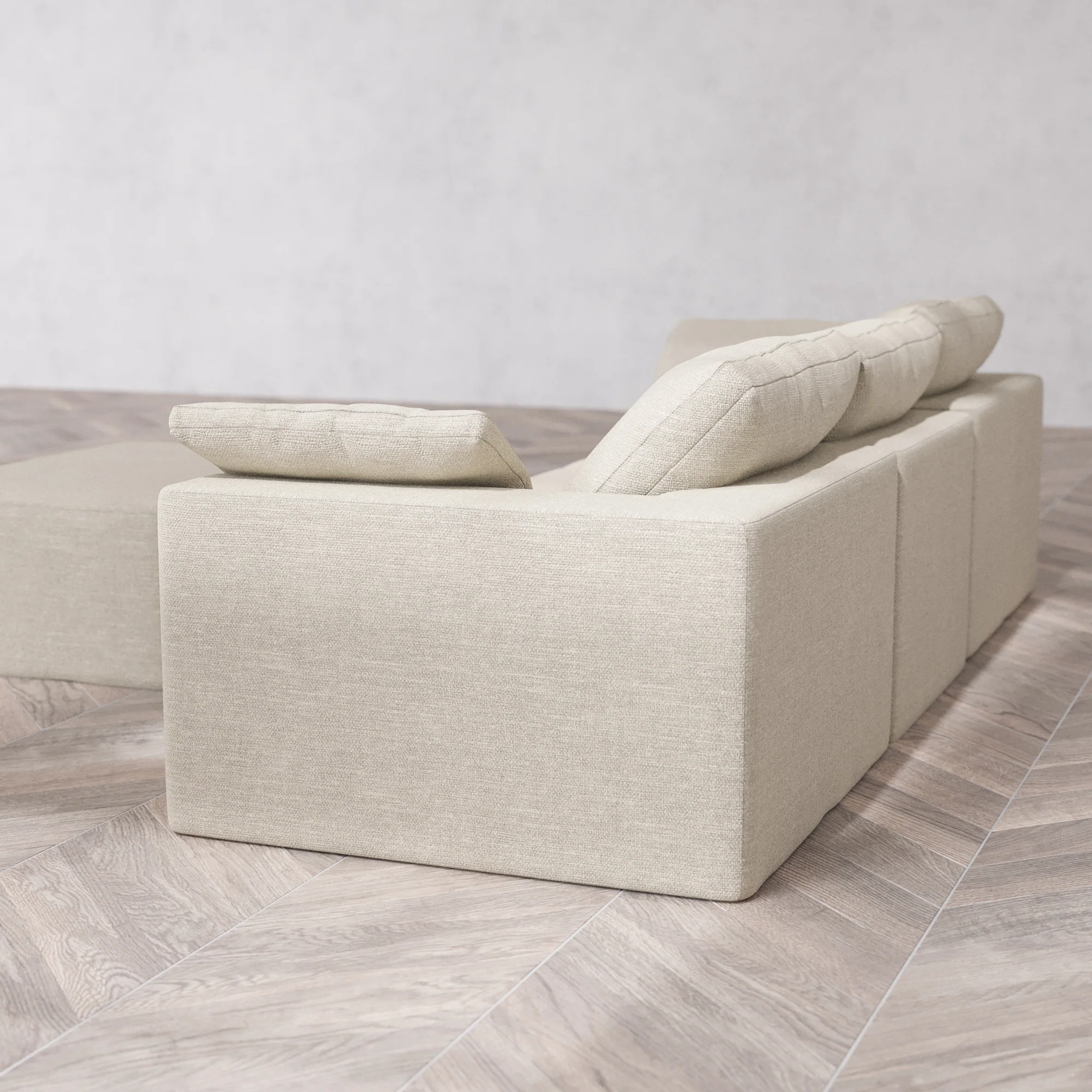 Slipcover Only - Modular Washable 3-Seater + Chaise Ottoman Cloud Sofa in Sandstone - Image 5