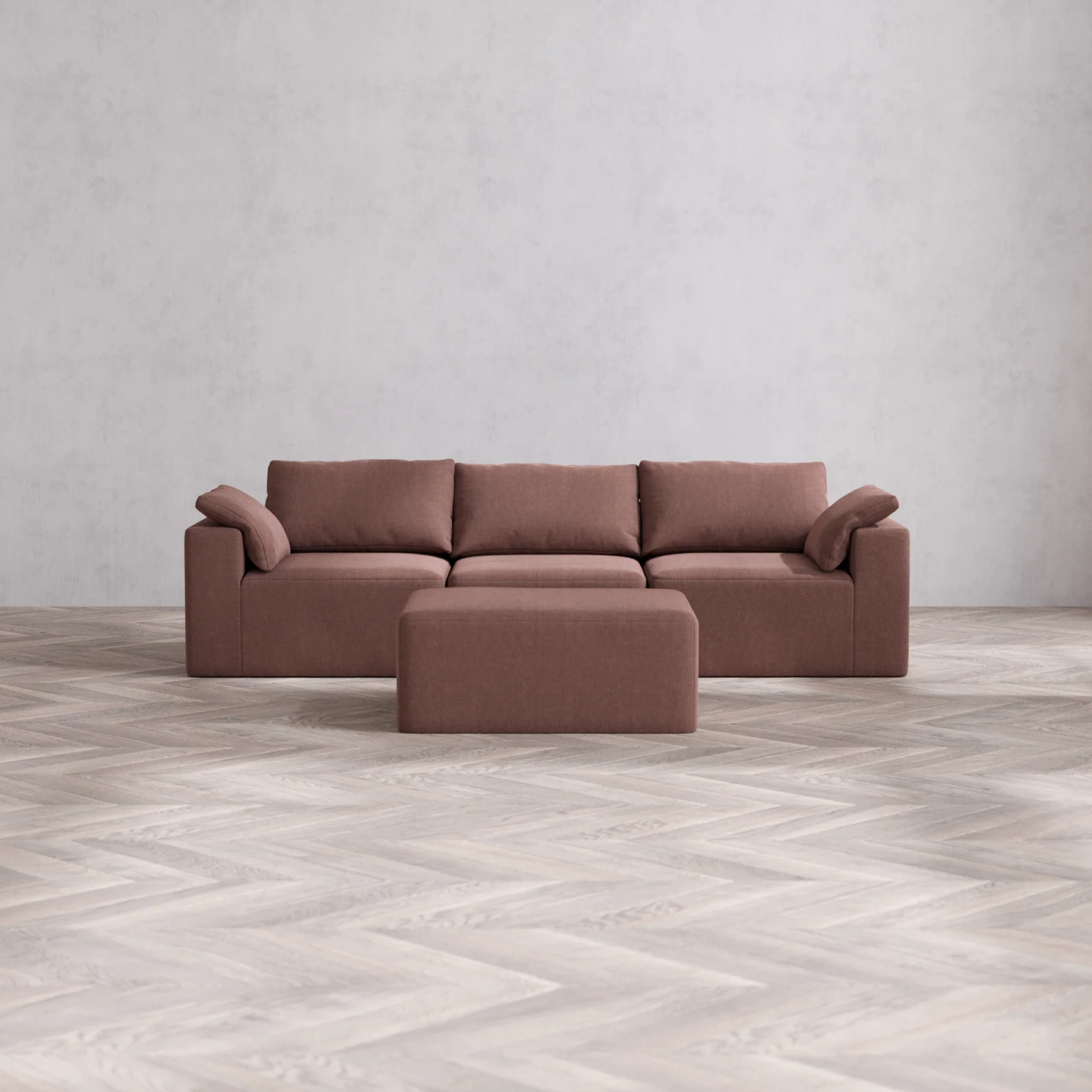 Slipcover Only - Modular Washable 3-Seater + Chaise Ottoman Cloud Sofa in Sumac