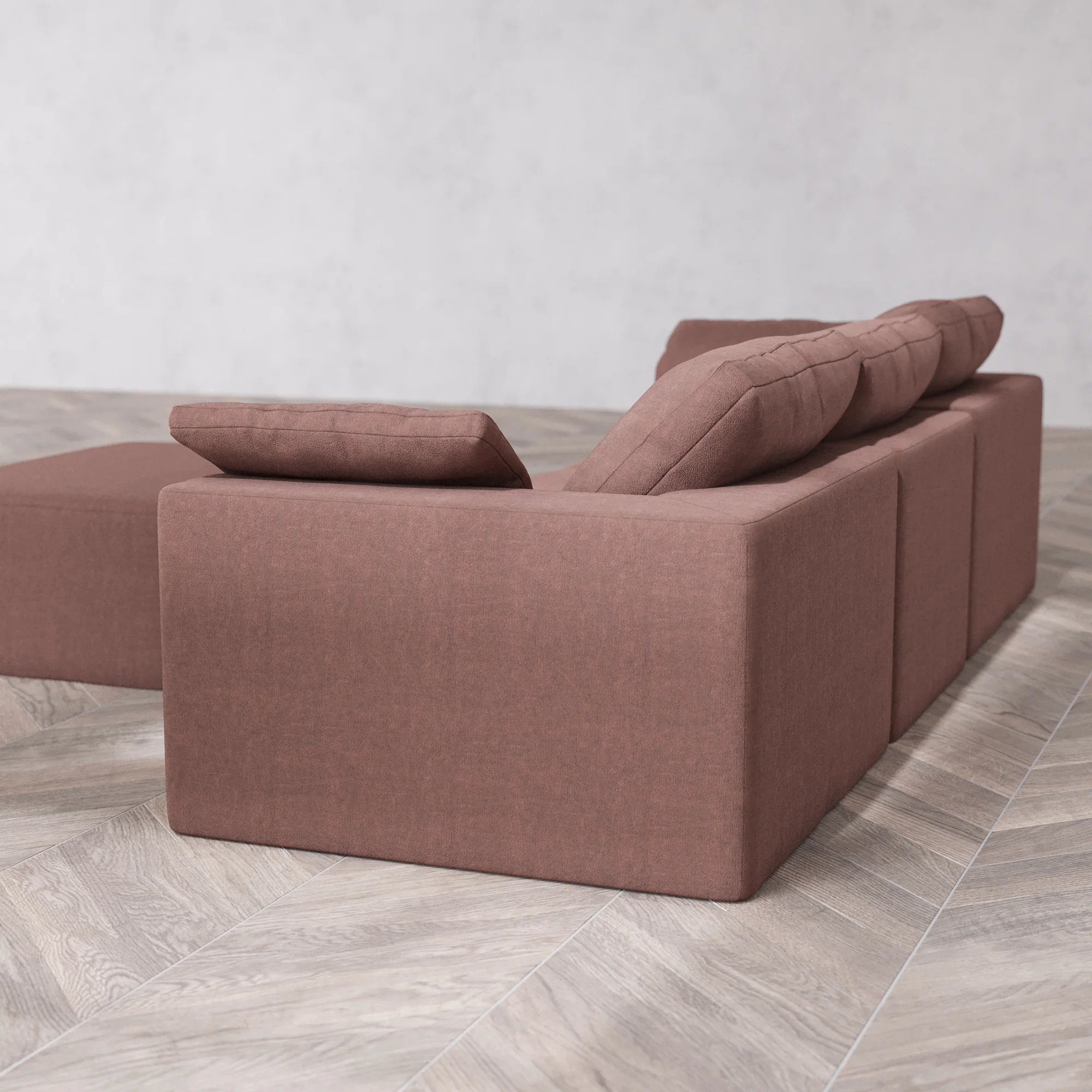 Slipcover Only - Modular Washable 3-Seater + Chaise Ottoman Cloud Sofa in Sumac - Image 5