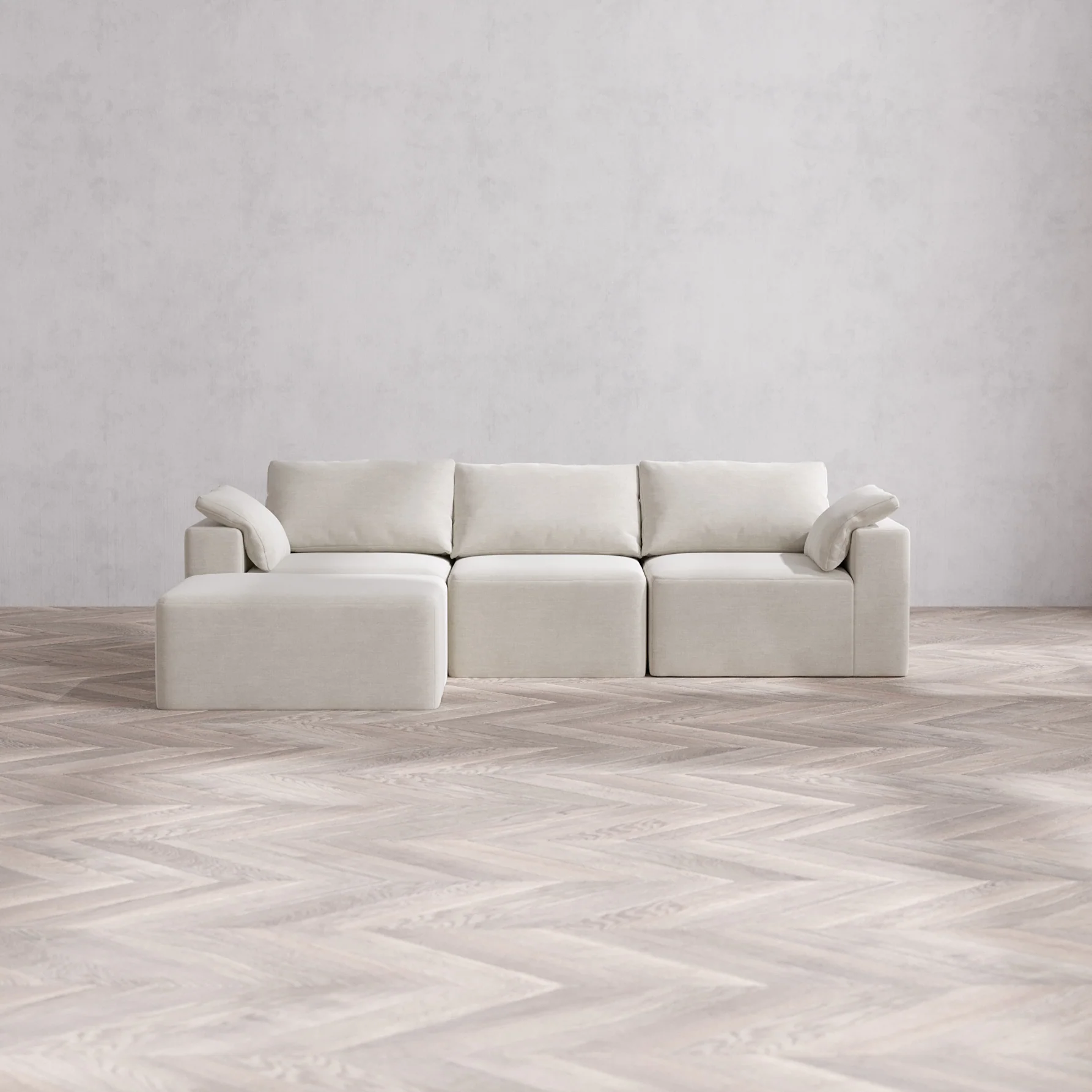 Slipcover Only - Modular Washable 3-Seater Chaise Sectional Cloud Sofa in Cashew