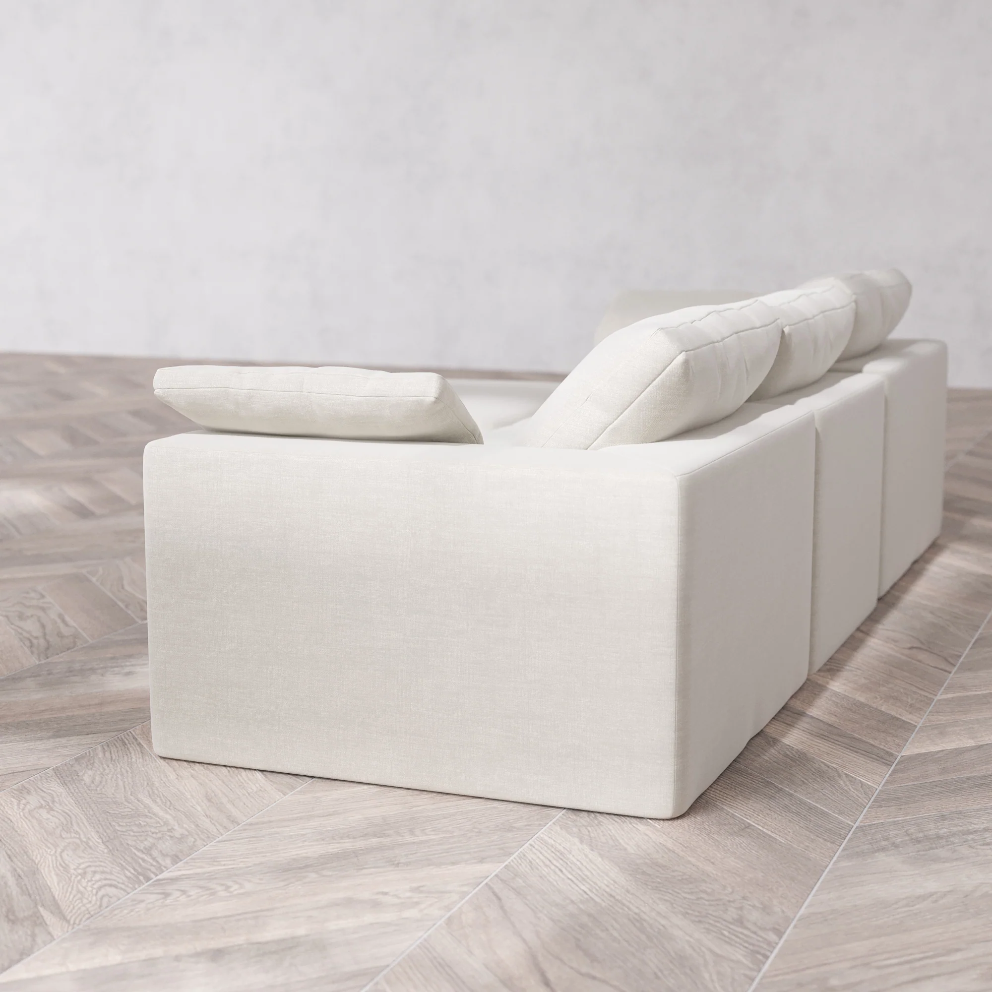 Slipcover Only - Modular Washable 3-Seater Chaise Sectional Cloud Sofa in Cashew - Image 5