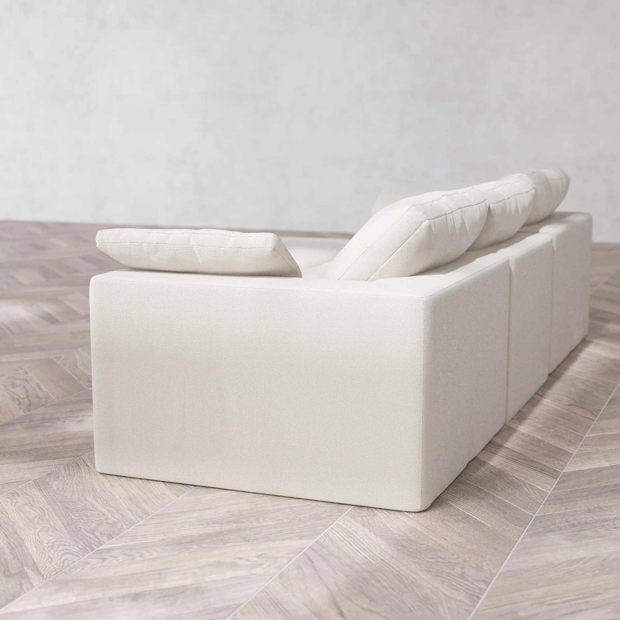 Slipcover Only - Modular Washable 3-Seater Chaise Sectional Cloud Sofa in Pearl - Image 5