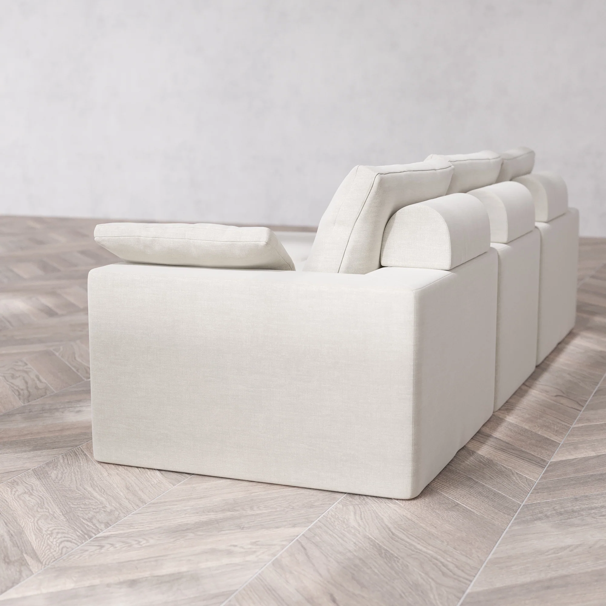 Slipcover Only - Modular Washable 3-Seater Chaise Sectional Cloud + Bolster Sofa in Cashew - Image 5