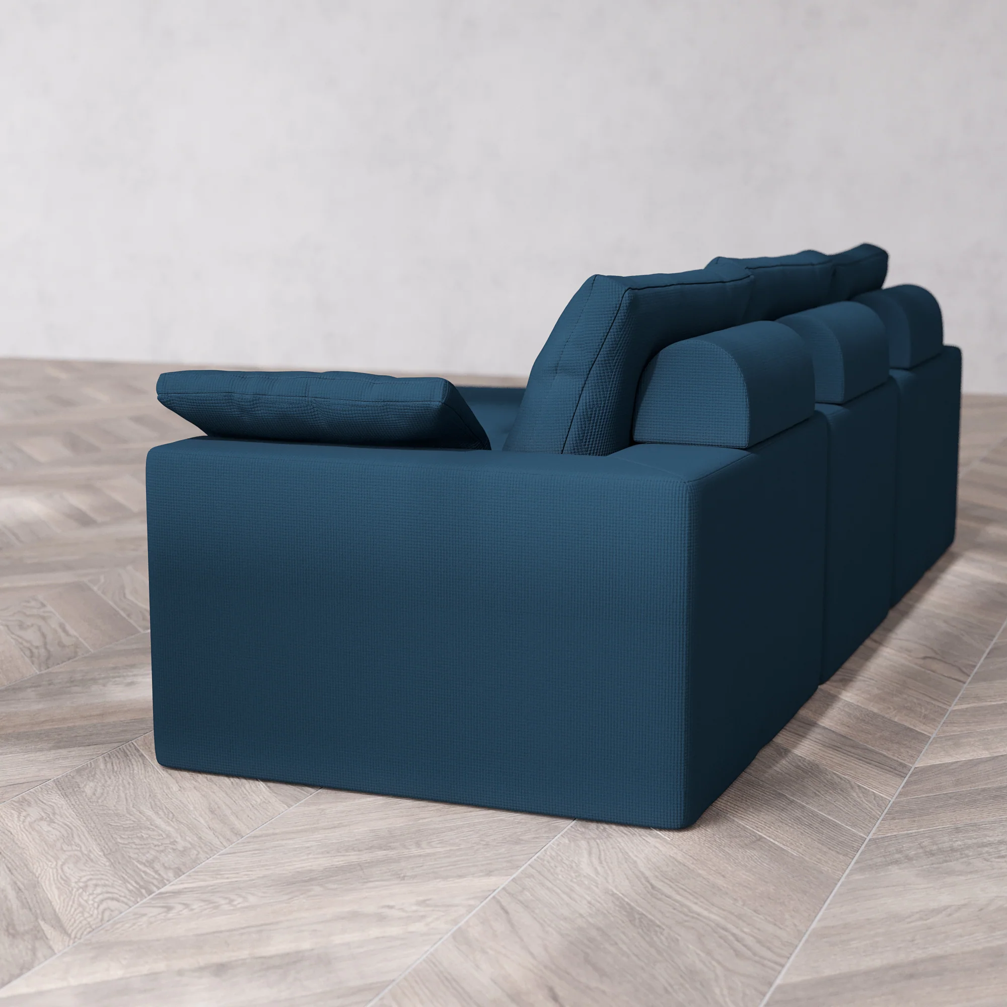Slipcover Only - Modular Washable 3-Seater Chaise Sectional Cloud + Bolster Sofa in Lazuli - Image 5