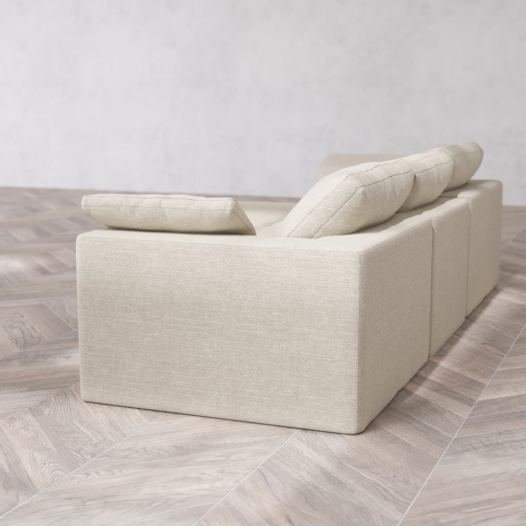 Slipcover Only - Modular Washable 3-Seater Chaise Sectional Cloud Sofa in Sandstone - Image 5