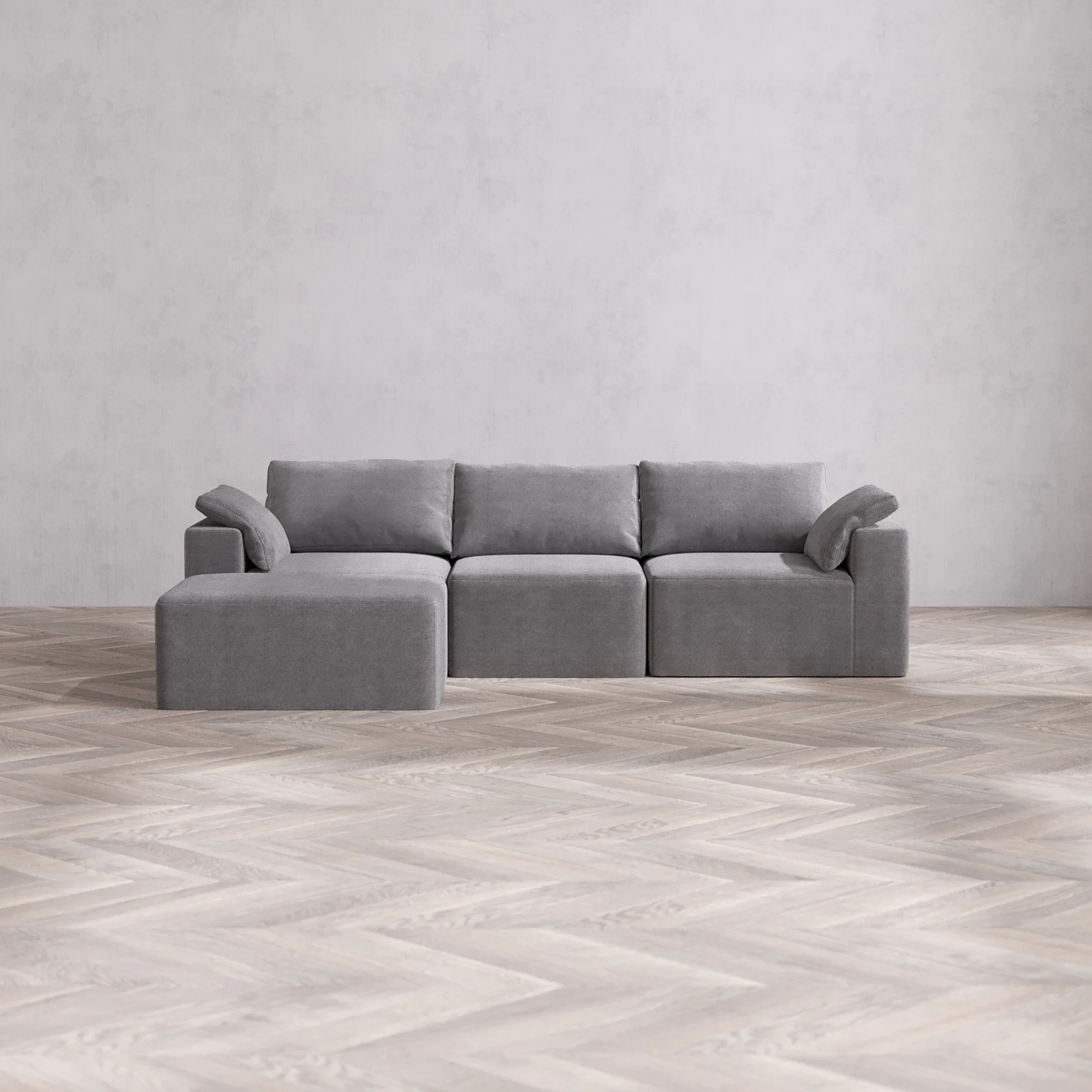 Slipcover Only - Modular Washable 3-Seater Chaise Sectional Cloud Sofa in Slate