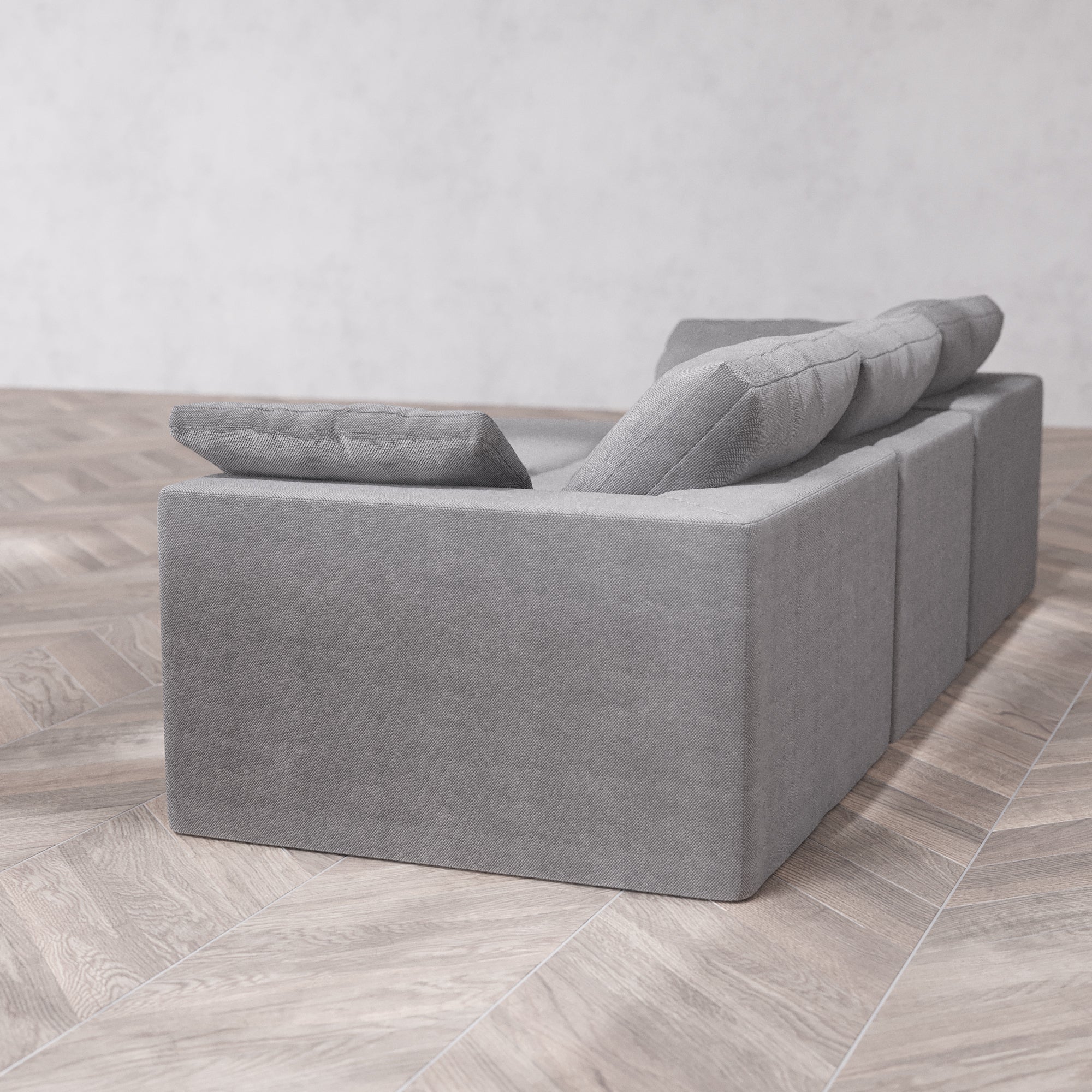 Slipcover Only - Modular Washable 3-Seater Chaise Sectional Cloud Sofa in Slate - Image 5