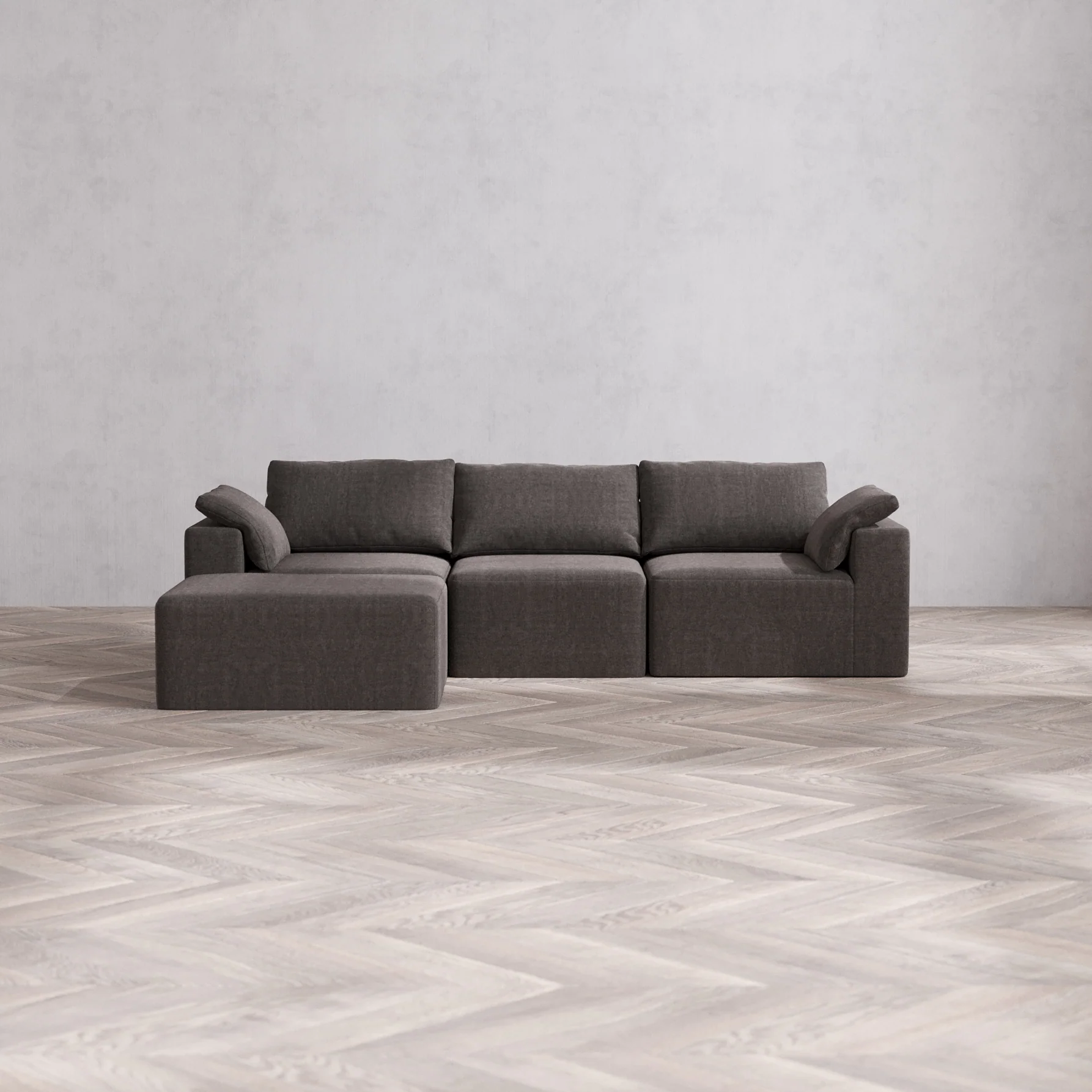 Slipcover Only - Modular Washable 3-Seater Chaise Sectional Cloud Sofa in Truffle