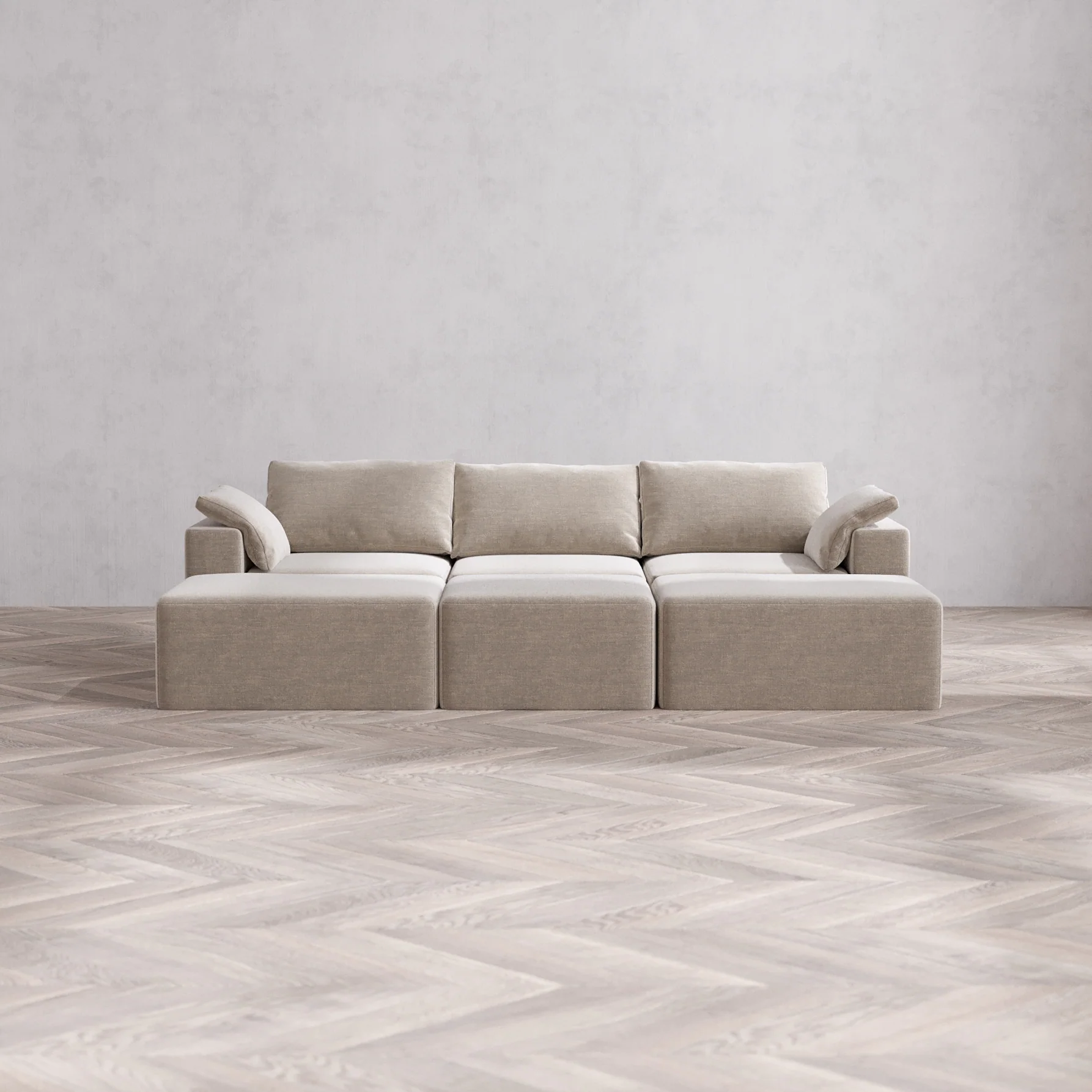 Slipcover Only - Modular Washable 3-Seater Daybed Cloud Sofa Sectional in Caraway
