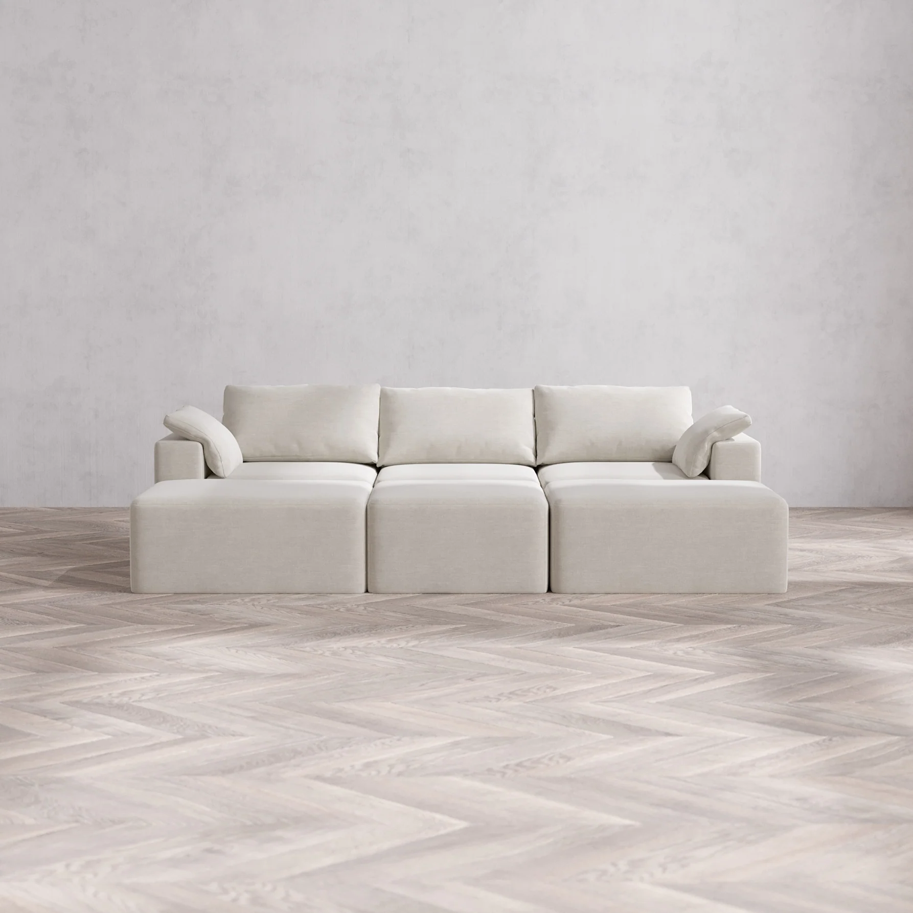 Slipcover Only - Modular Washable 3-Seater Daybed Cloud Sofa Sectional in Cashew