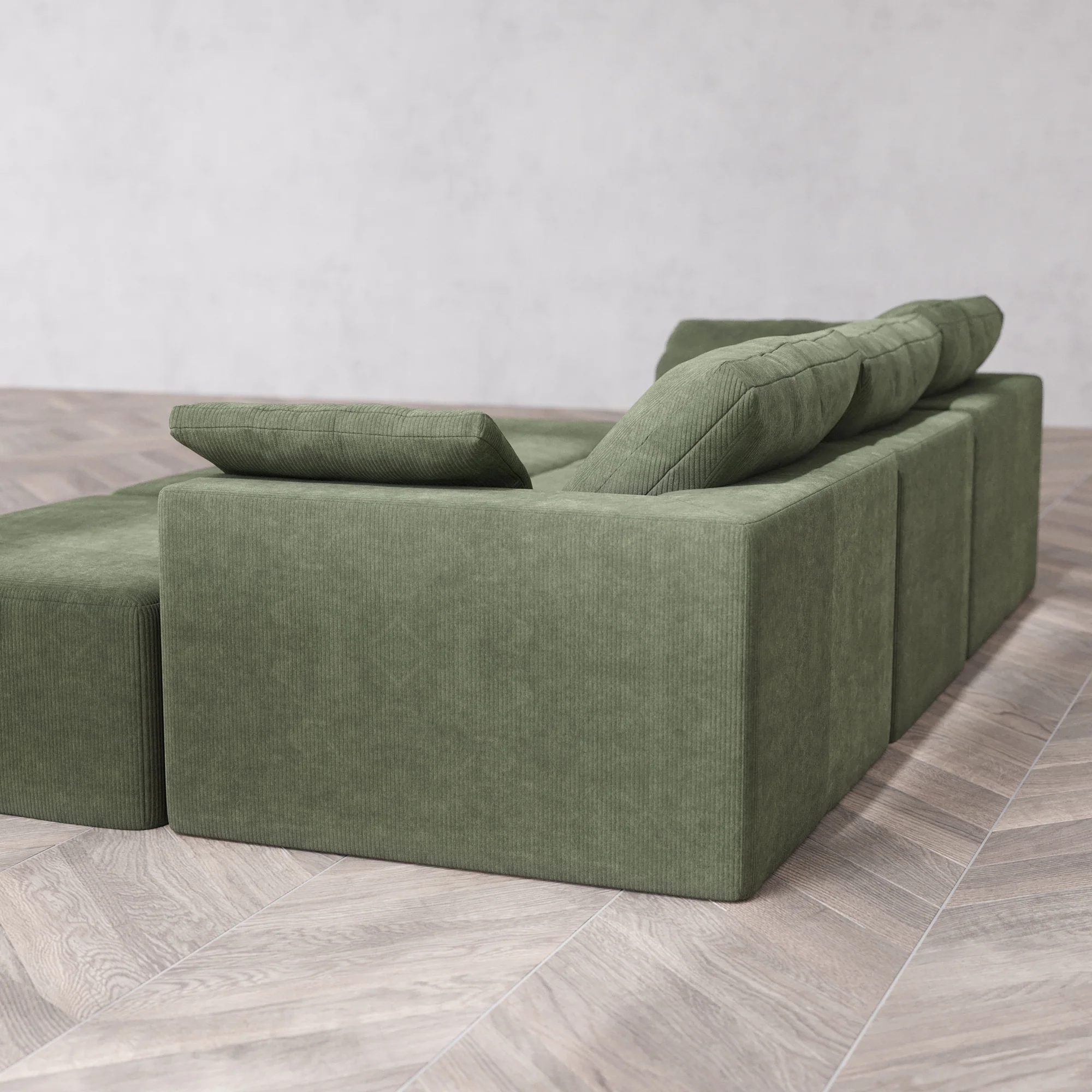 Slipcover Only - Modular Washable 3-Seater Daybed Cloud Sofa Sectional in Juniper - Image 5