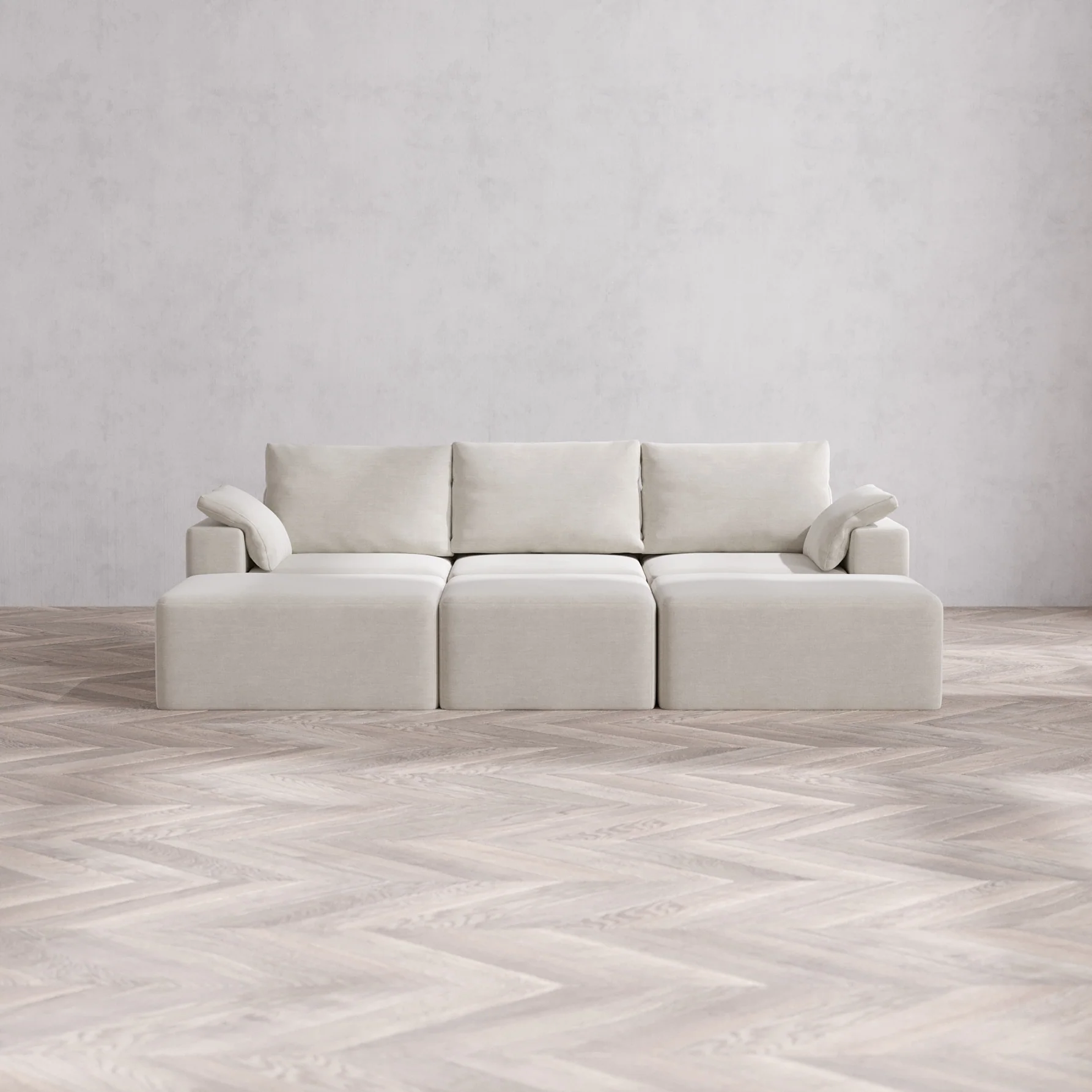 Slipcover Only - Modular Washable 3-Seater Daybed Cloud + Bolster Sofa Sectional in Cashew