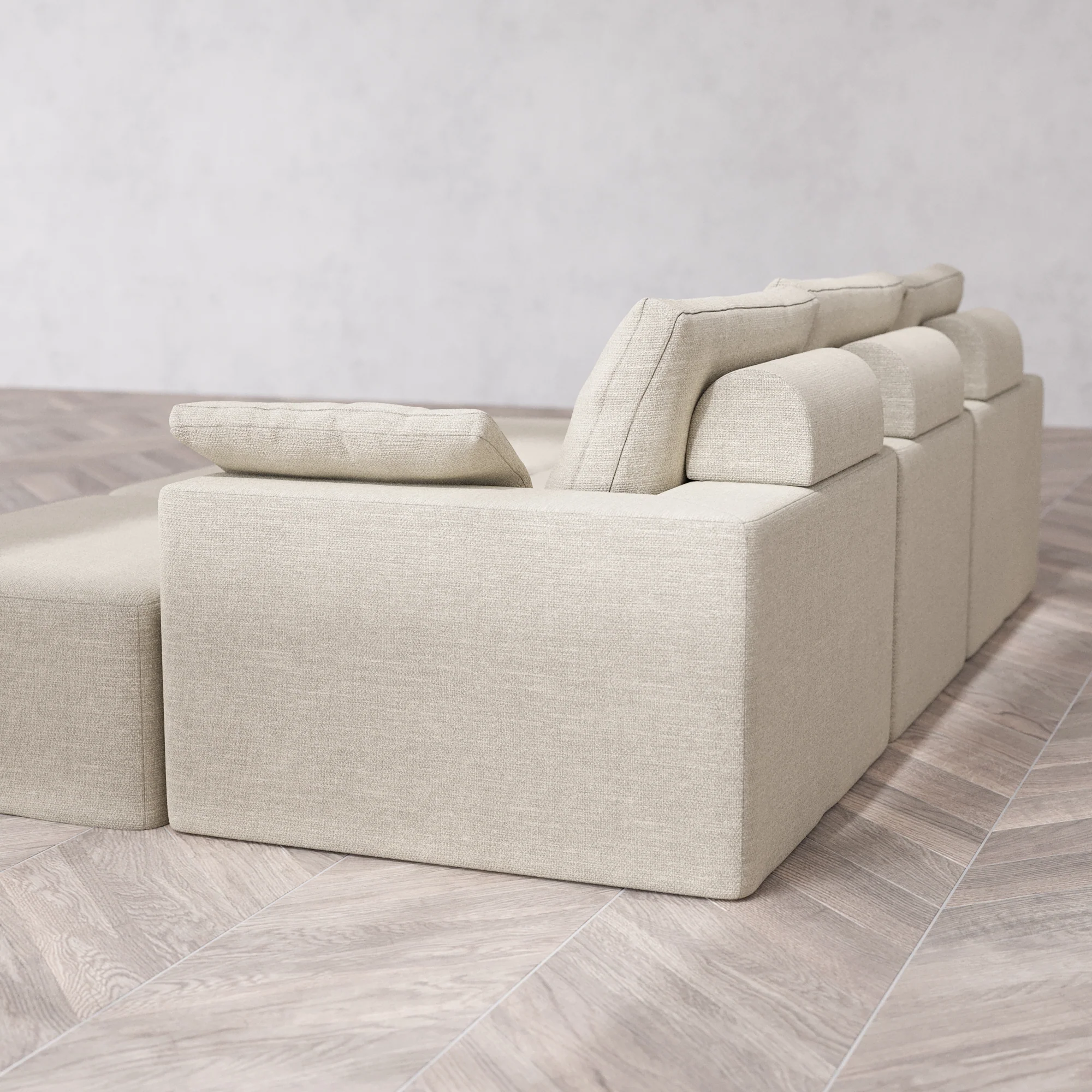 Slipcover Only - Modular Washable 3-Seater Daybed Cloud + Bolster Sofa Sectional in Sandstone - Image 5