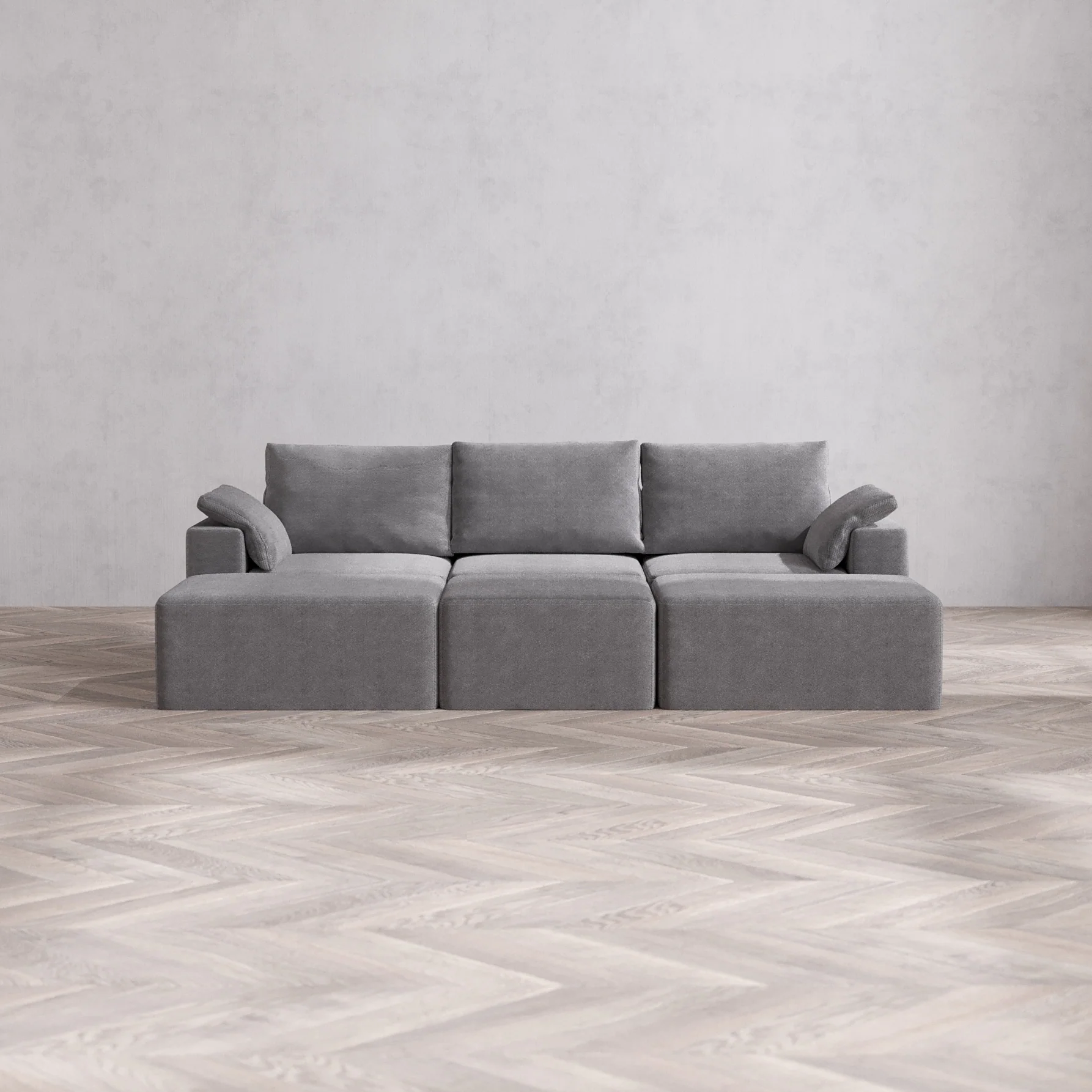 Slipcover Only - Modular Washable 3-Seater Daybed Cloud + Bolster Sofa Sectional in Slate