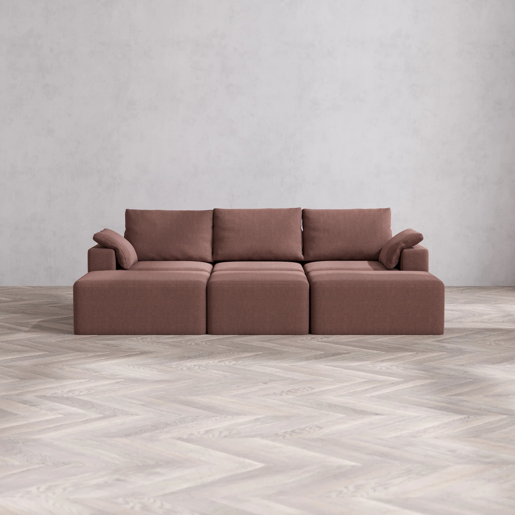 Slipcover Only - Modular Washable 3-Seater Daybed Cloud + Bolster Sofa Sectional in Sumac