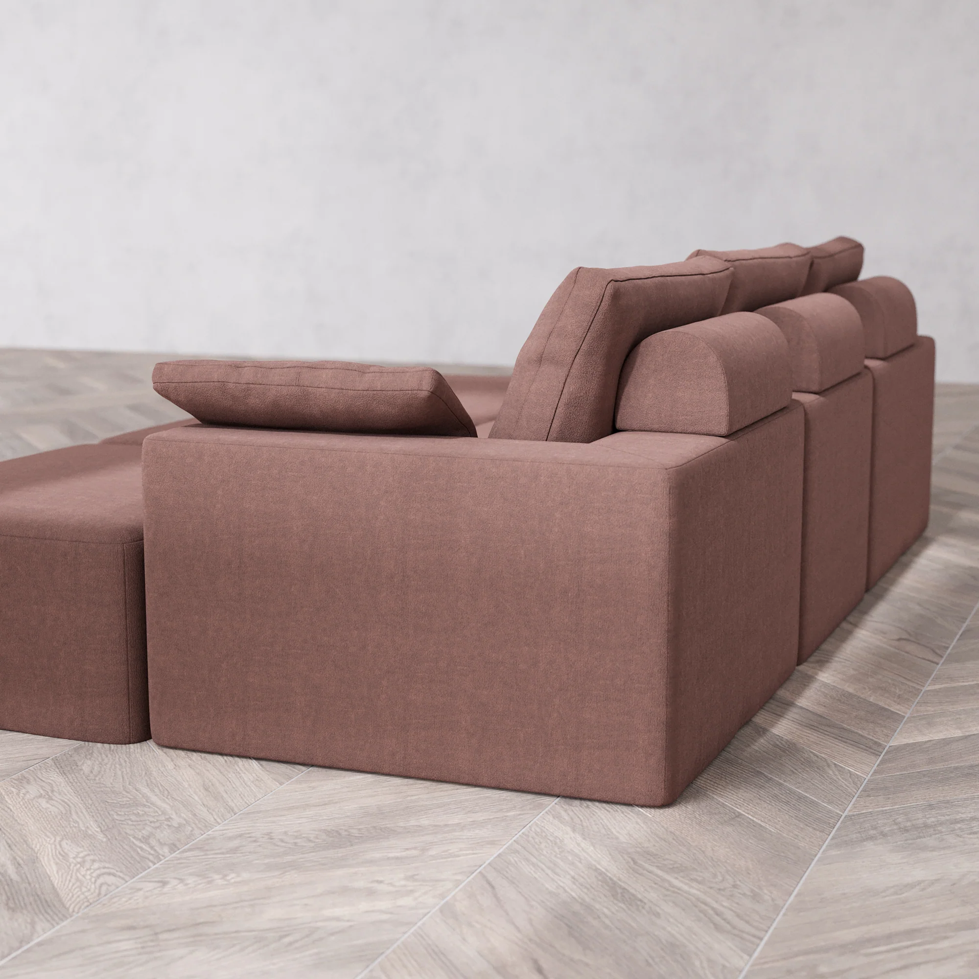 Slipcover Only - Modular Washable 3-Seater Daybed Cloud + Bolster Sofa Sectional in Sumac - Image 5
