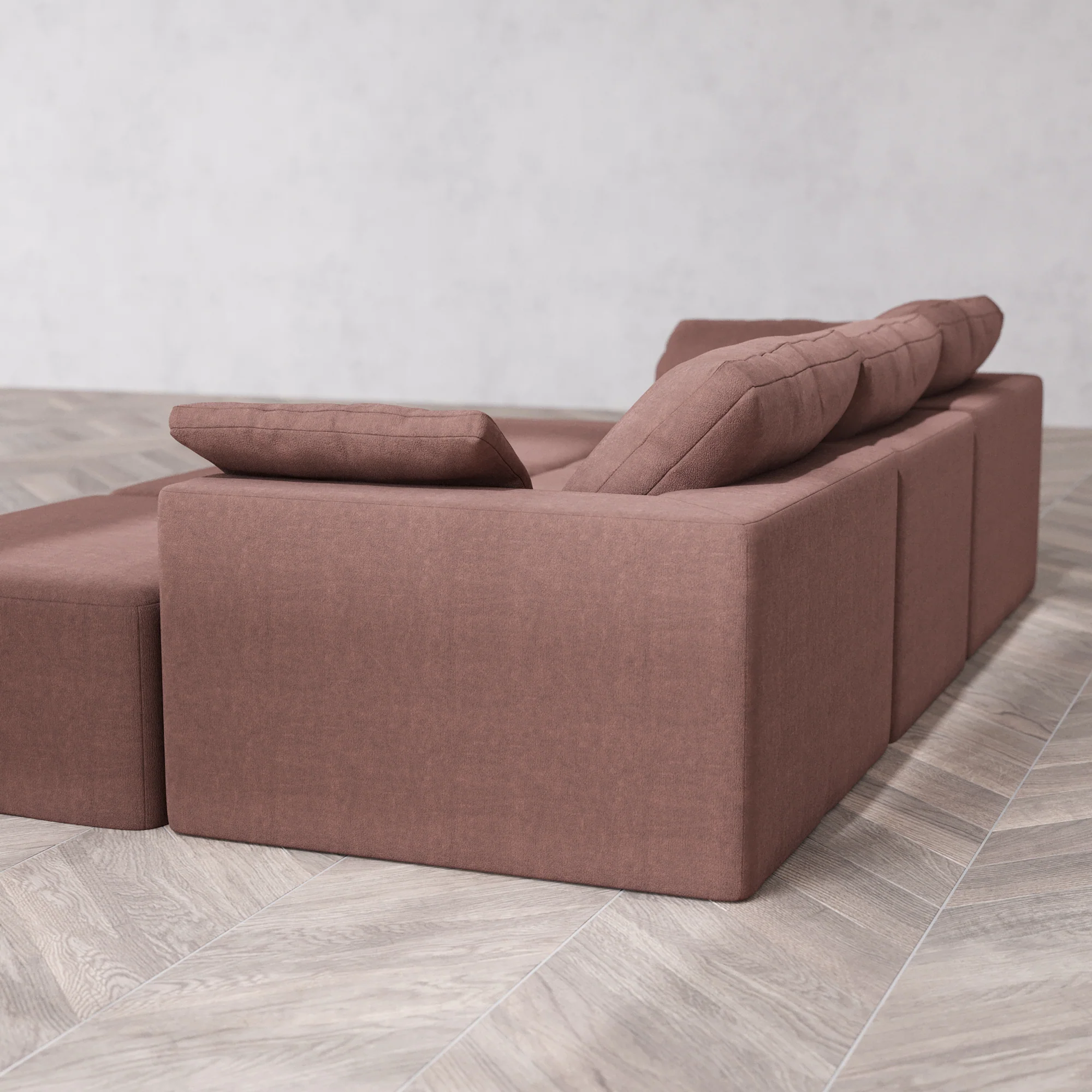 Slipcover Only - Modular Washable 3-Seater Daybed Cloud Sofa Sectional in Sumac - Image 5