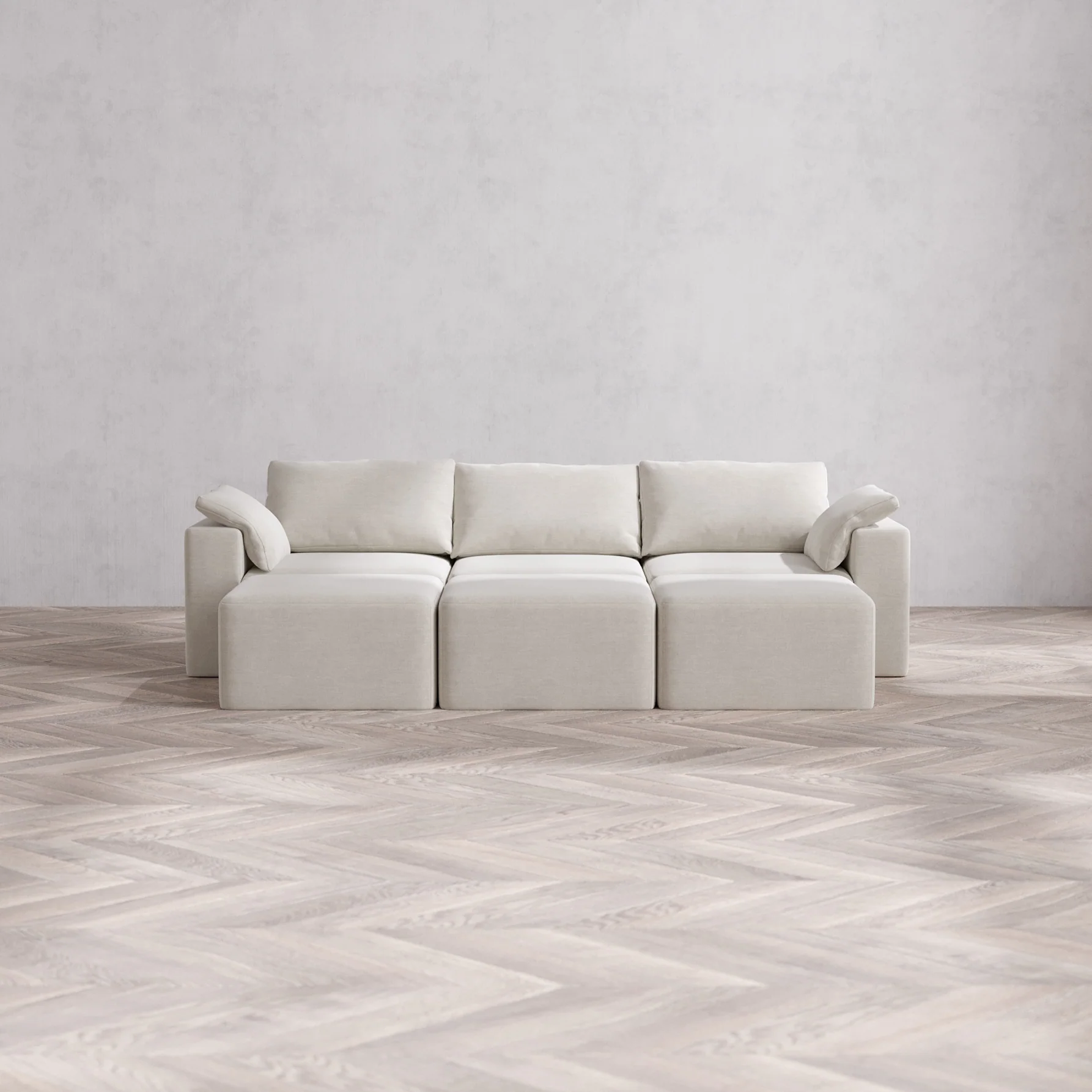 Slipcover Only - Modular Washable 3-Seater Lounge Cloud Sofa Sectional in Cashew