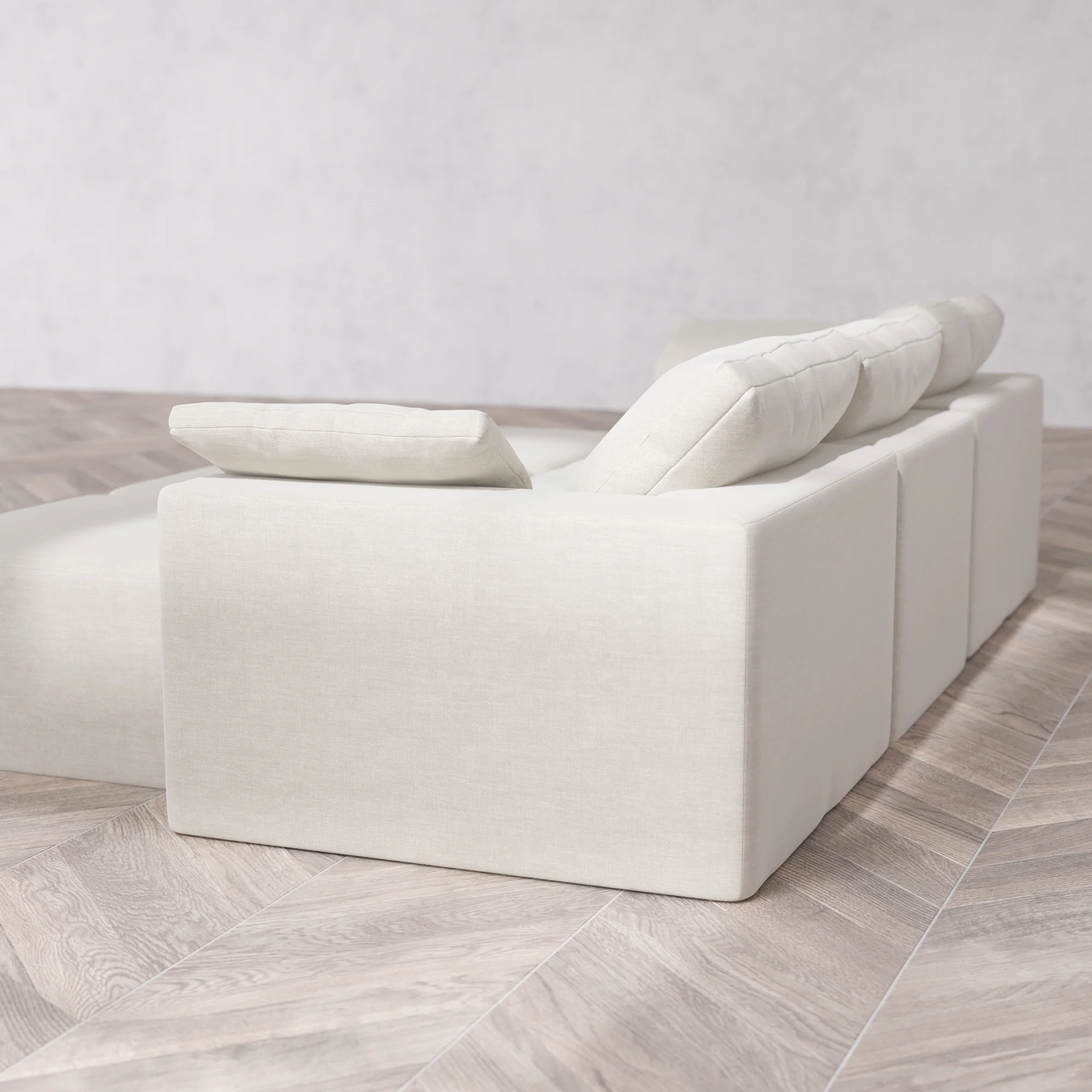 Slipcover Only - Modular Washable 3-Seater Lounge Cloud Sofa Sectional in Cashew - Image 5