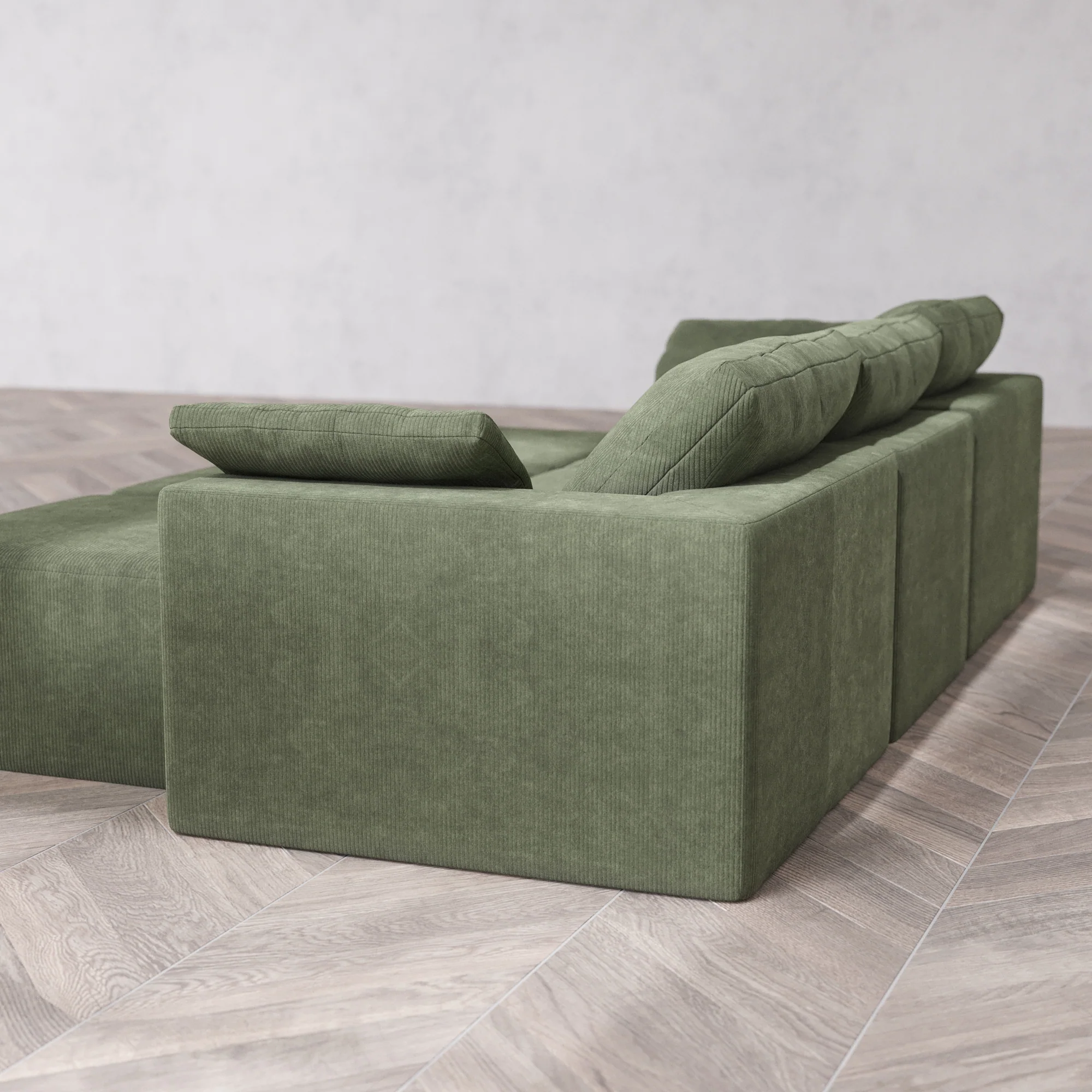 Slipcover Only - Modular Washable 3-Seater Lounge Cloud Sofa Sectional in Juniper - Image 5