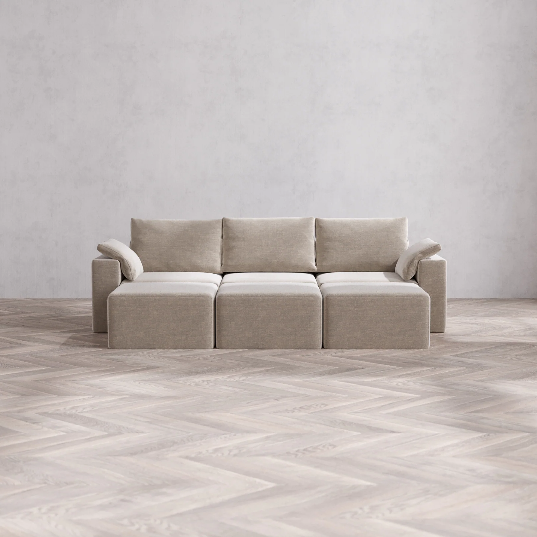 Slipcover Only - Modular Washable 3-Seater Lounge Cloud + Bolster Sofa Sectional in Caraway