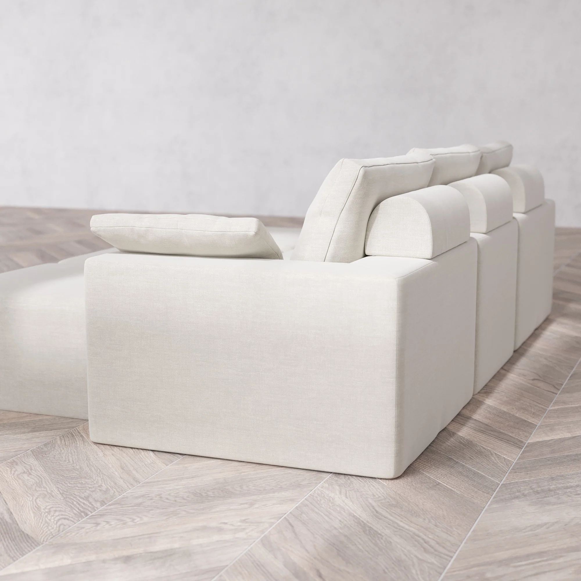 Slipcover Only - Modular Washable 3-Seater Lounge Cloud + Bolster Sofa Sectional in Cashew - Image 5