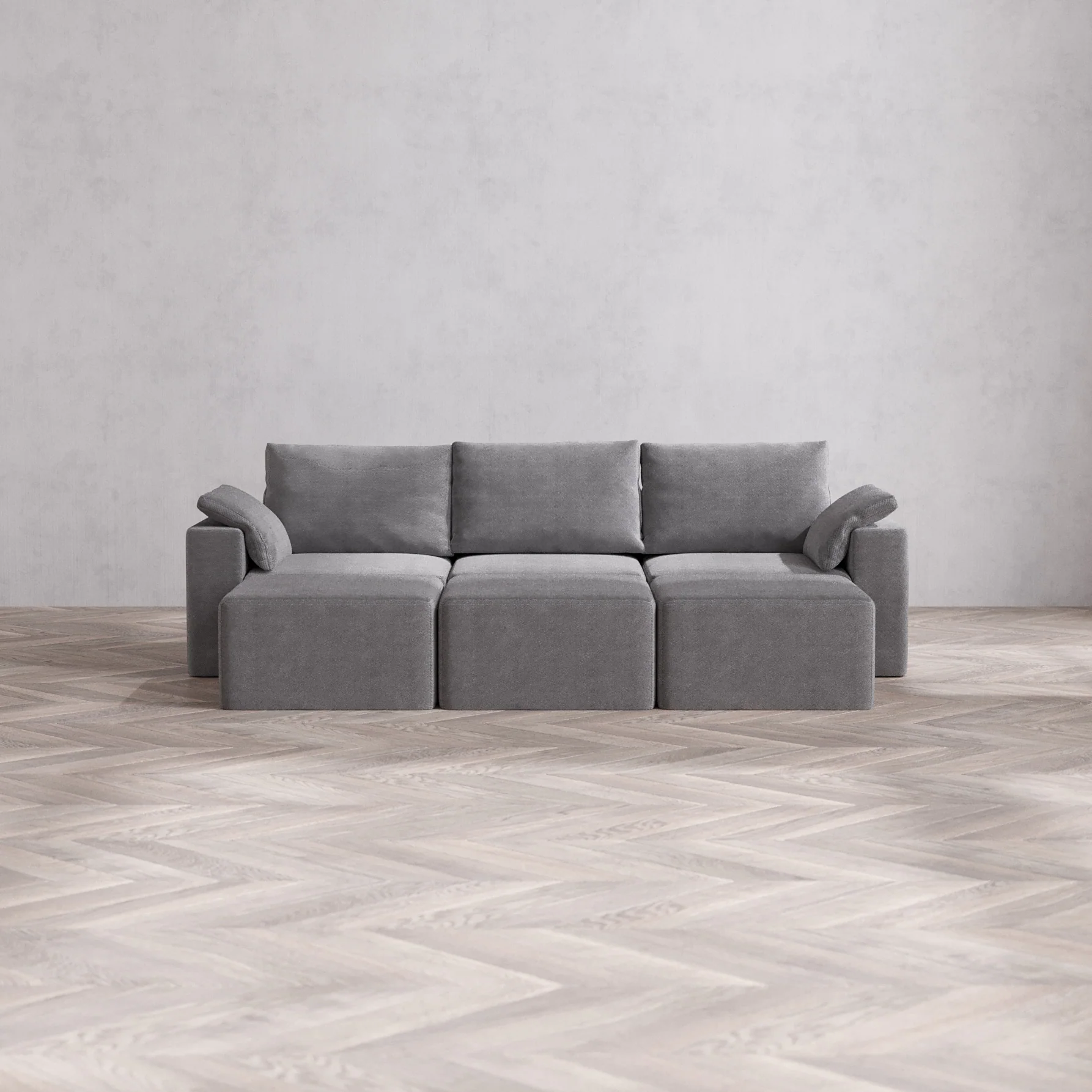 Slipcover Only - Modular Washable 3-Seater Lounge Cloud + Bolster Sofa Sectional in Slate