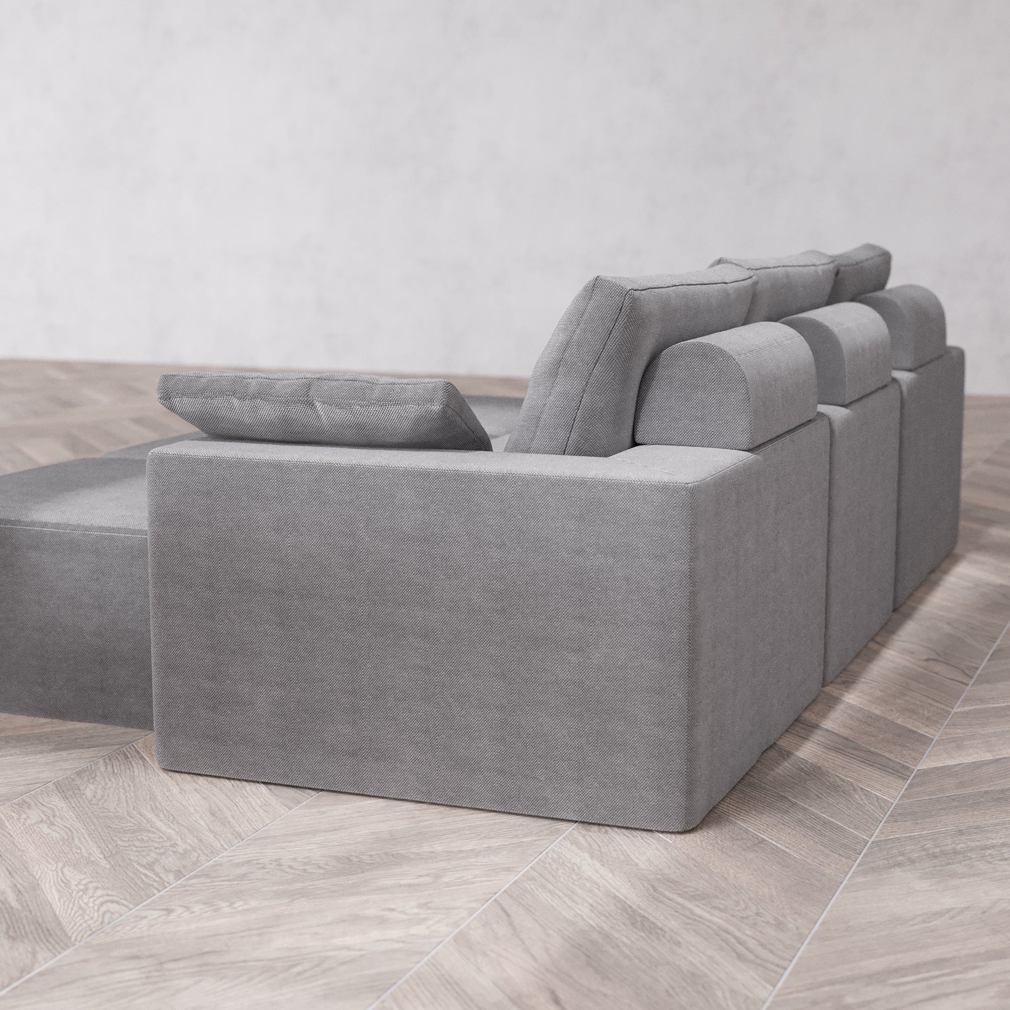 Slipcover Only - Modular Washable 3-Seater Lounge Cloud + Bolster Sofa Sectional in Slate - Image 5