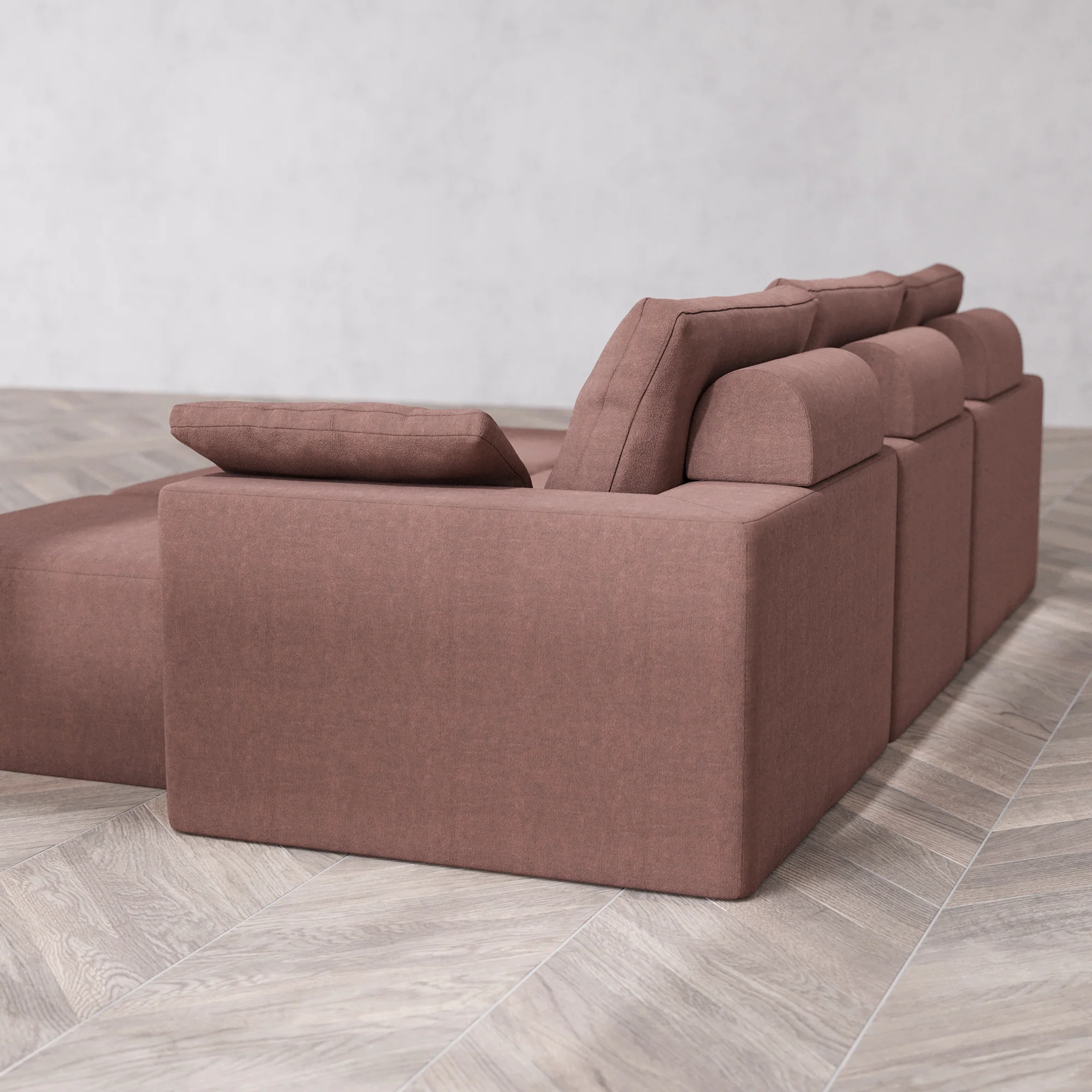 Slipcover Only - Modular Washable 3-Seater Lounge Cloud + Bolster Sofa Sectional in Sumac - Image 5