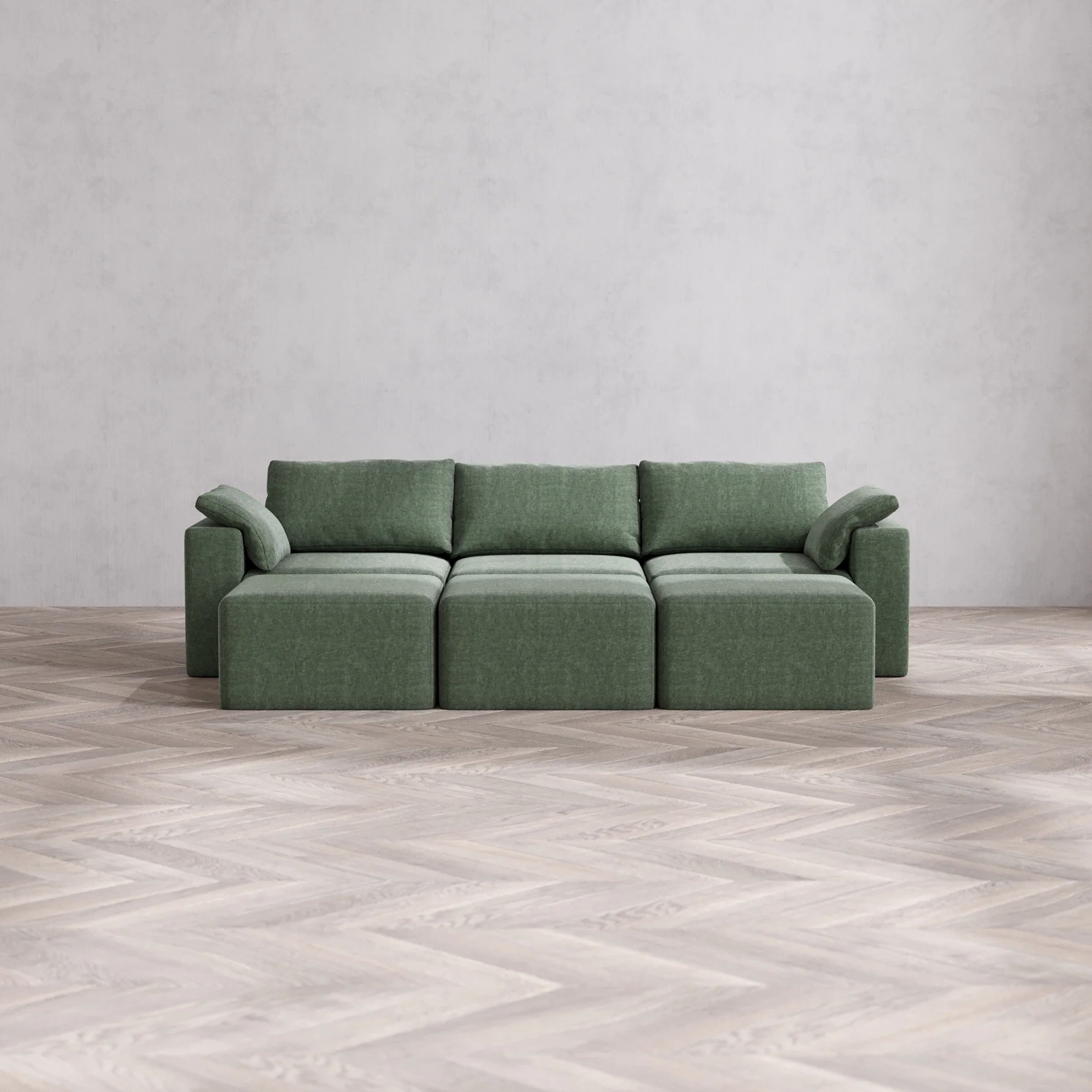 Slipcover Only - Modular Washable 3-Seater Lounge Cloud Sofa Sectional in Sage