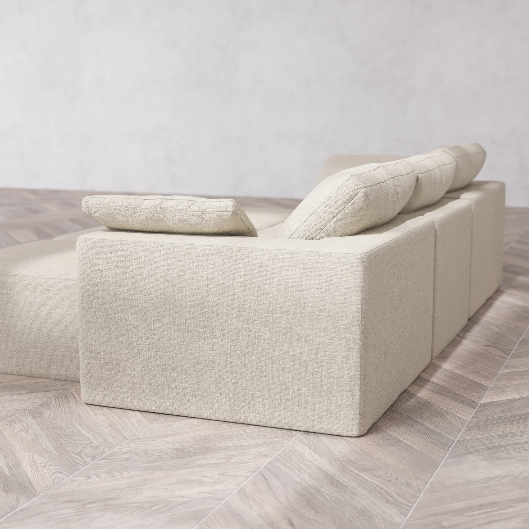 Slipcover Only - Modular Washable 3-Seater Lounge Cloud Sofa Sectional in Sandstone - Image 5