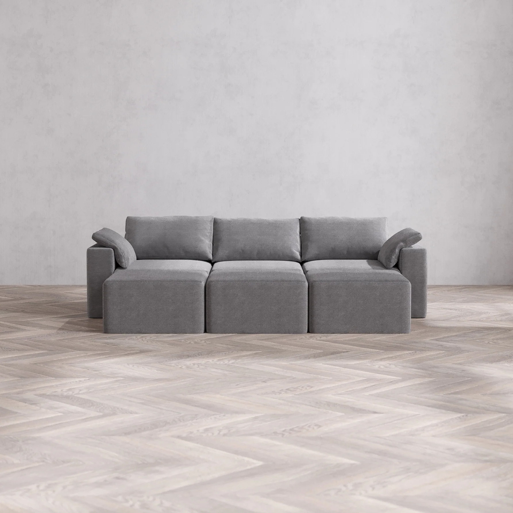 Slipcover Only - Modular Washable 3-Seater Lounge Cloud Sofa Sectional in Slate