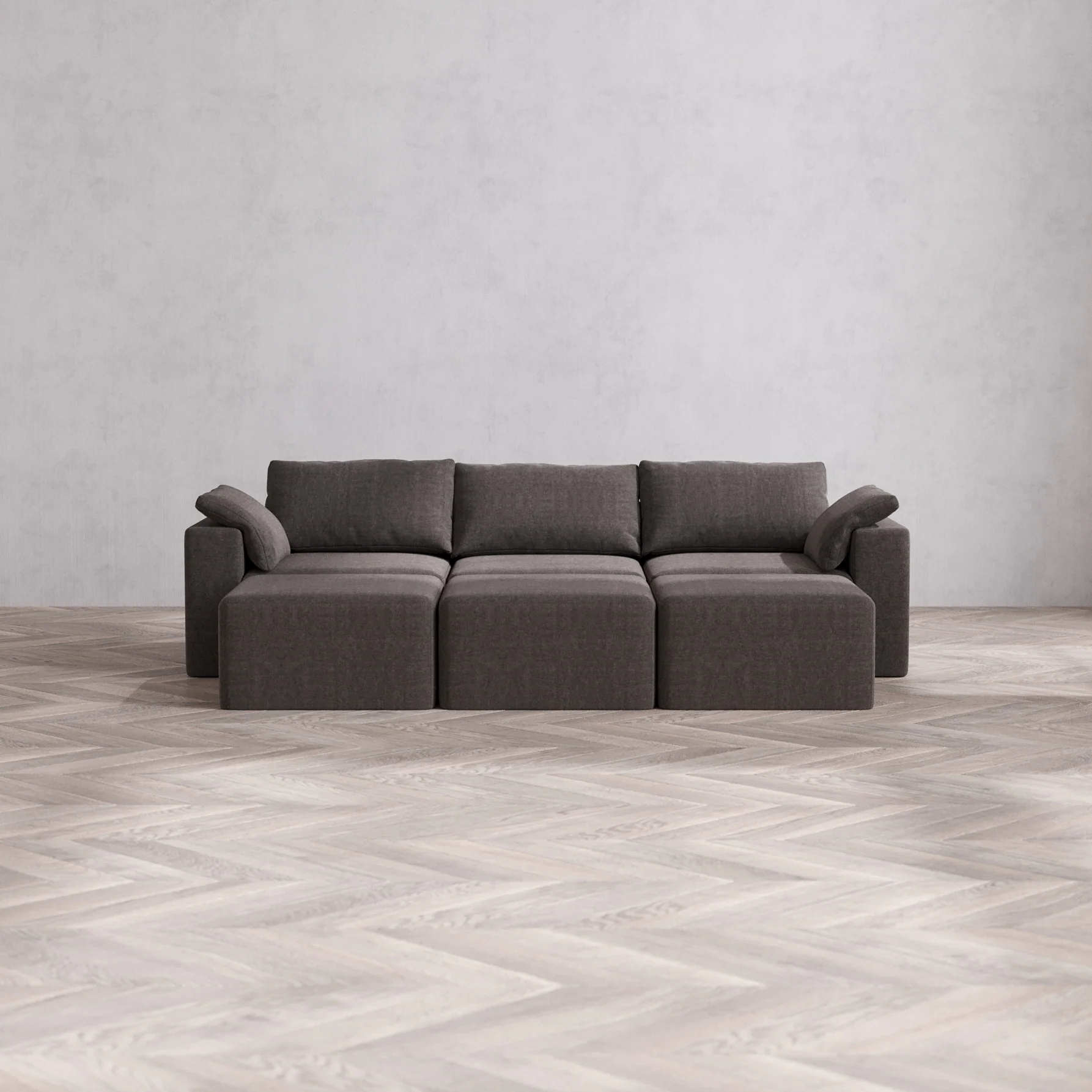 Slipcover Only - Modular Washable 3-Seater Lounge Cloud Sofa Sectional in Truffle