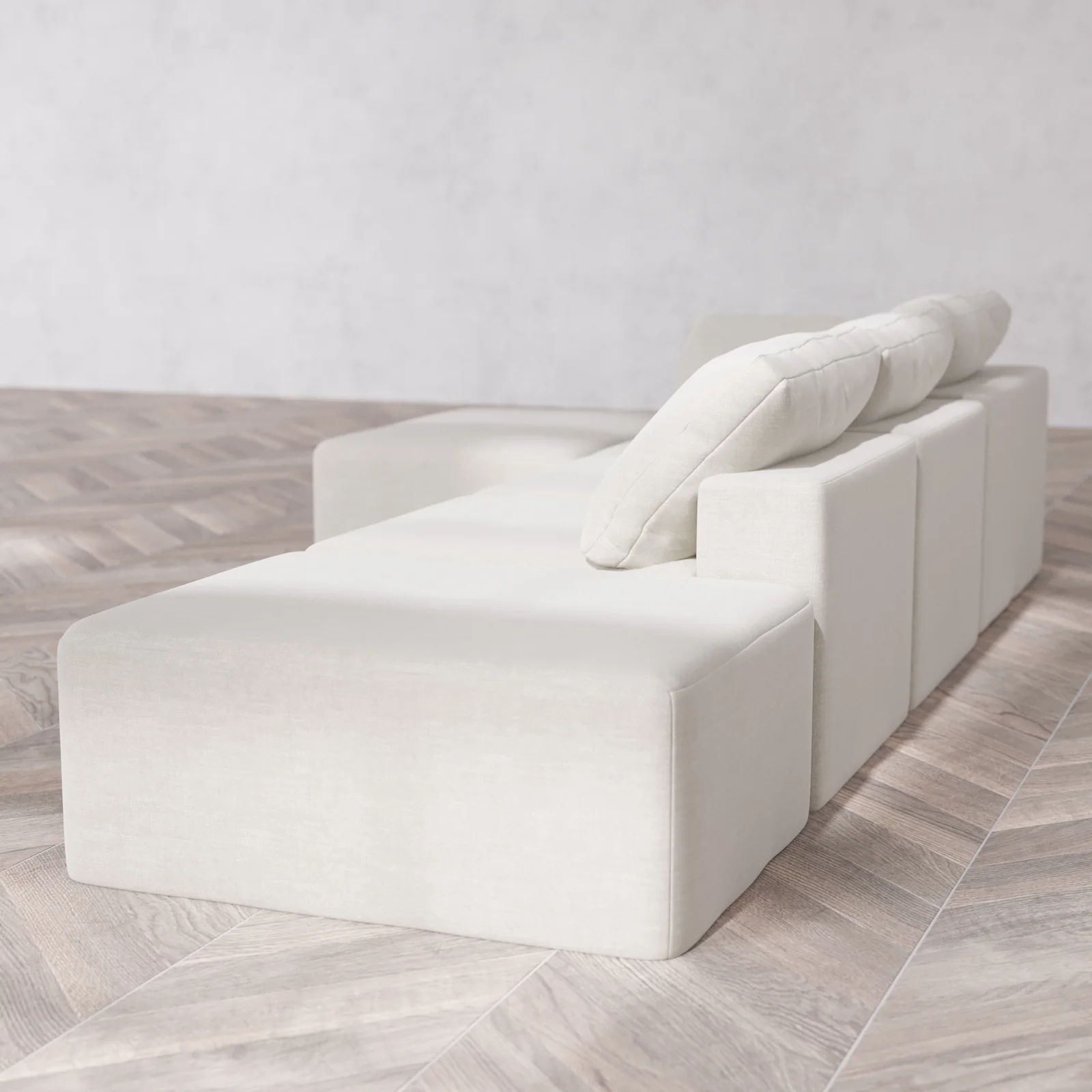 Slipcover Only - Modular Washable 3-Seater Open End Chaise Sectional Cloud Sofa in Cashew | Left-Facing Arm - Image 5