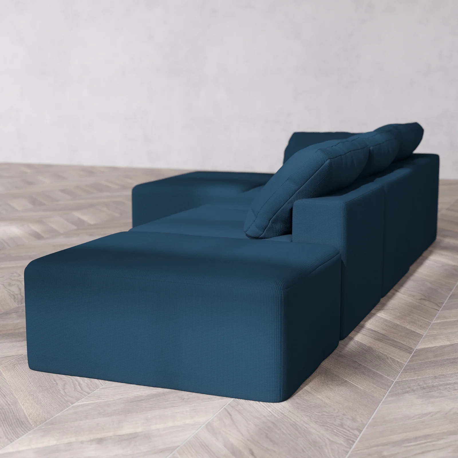 Slipcover Only - Modular Washable 3-Seater Open End Chaise Sectional Cloud Sofa in Lazuli | Left-Facing Arm - Image 5