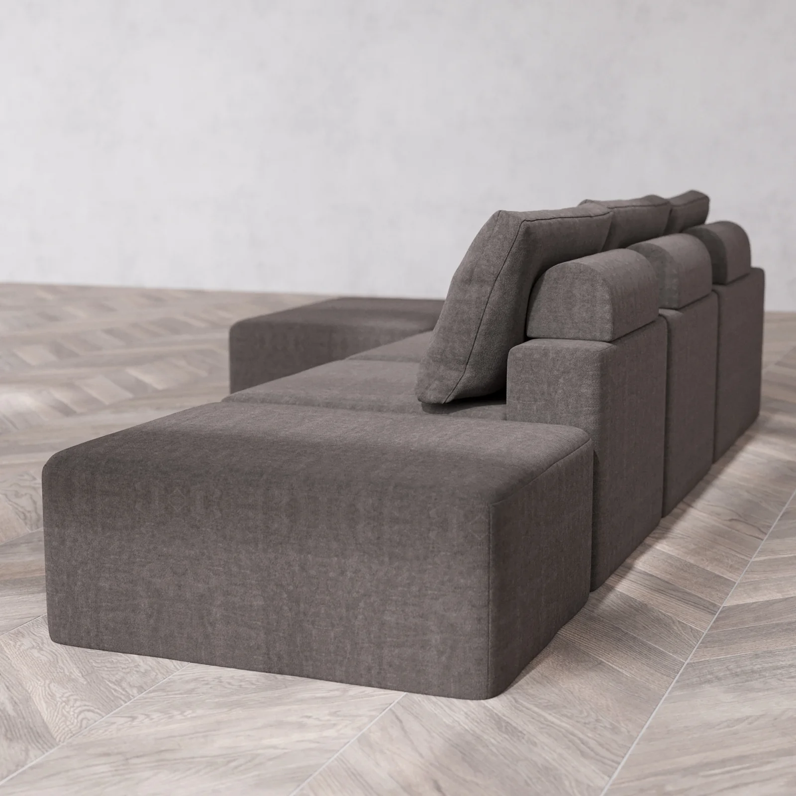 Slipcover Only - Modular Washable 3-Seater Open End Chaise Sectional Cloud + Bolster Sofa in Truffle | Left-Facing Arm - Image 5