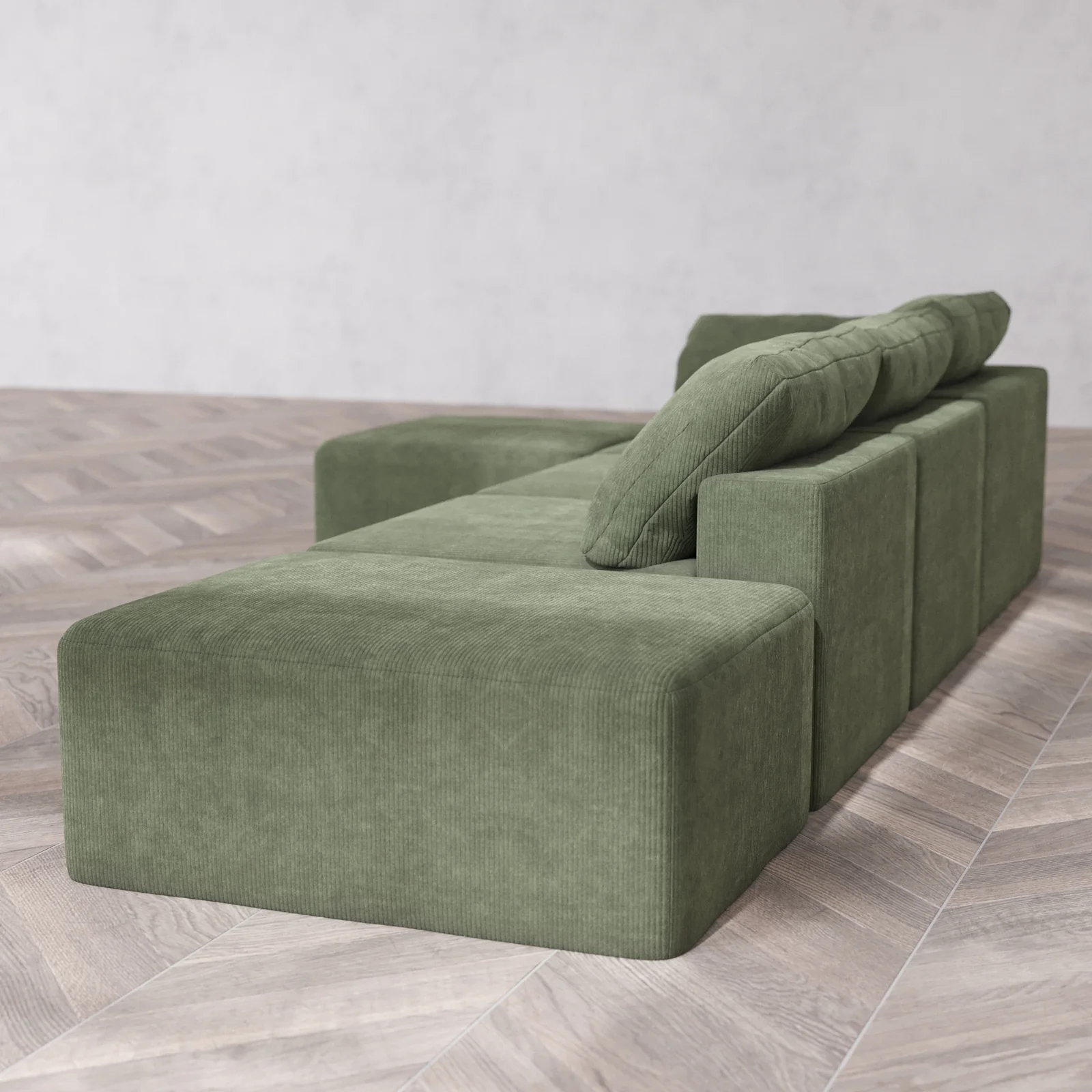 Slipcover Only - Modular Washable 3-Seater Open End Sectional Cloud Sofa in Juniper | Left-Facing Arm - Image 5
