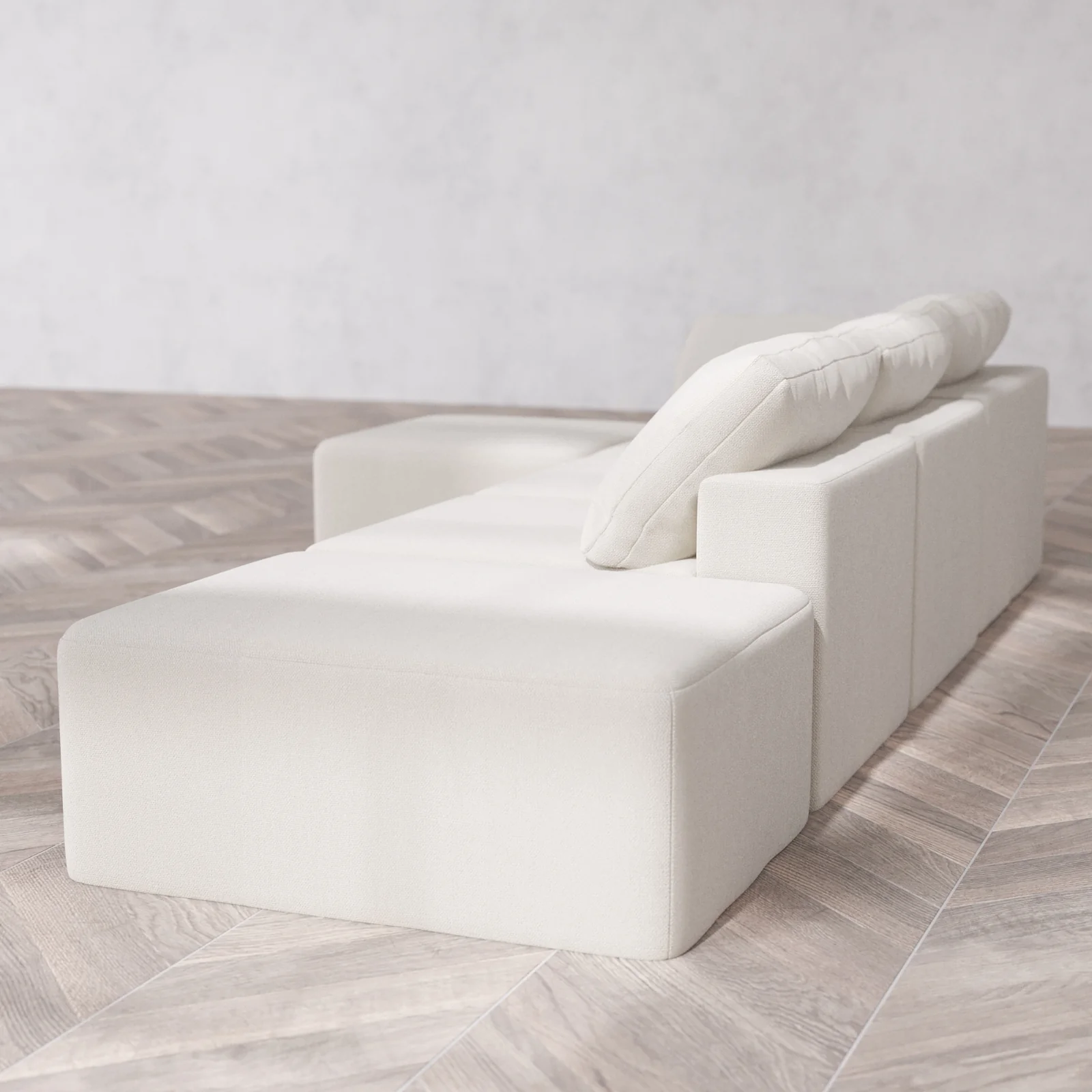 Slipcover Only - Modular Washable 3-Seater Open End Sectional Cloud Sofa in Pearl | Left-Facing Arm - Image 5