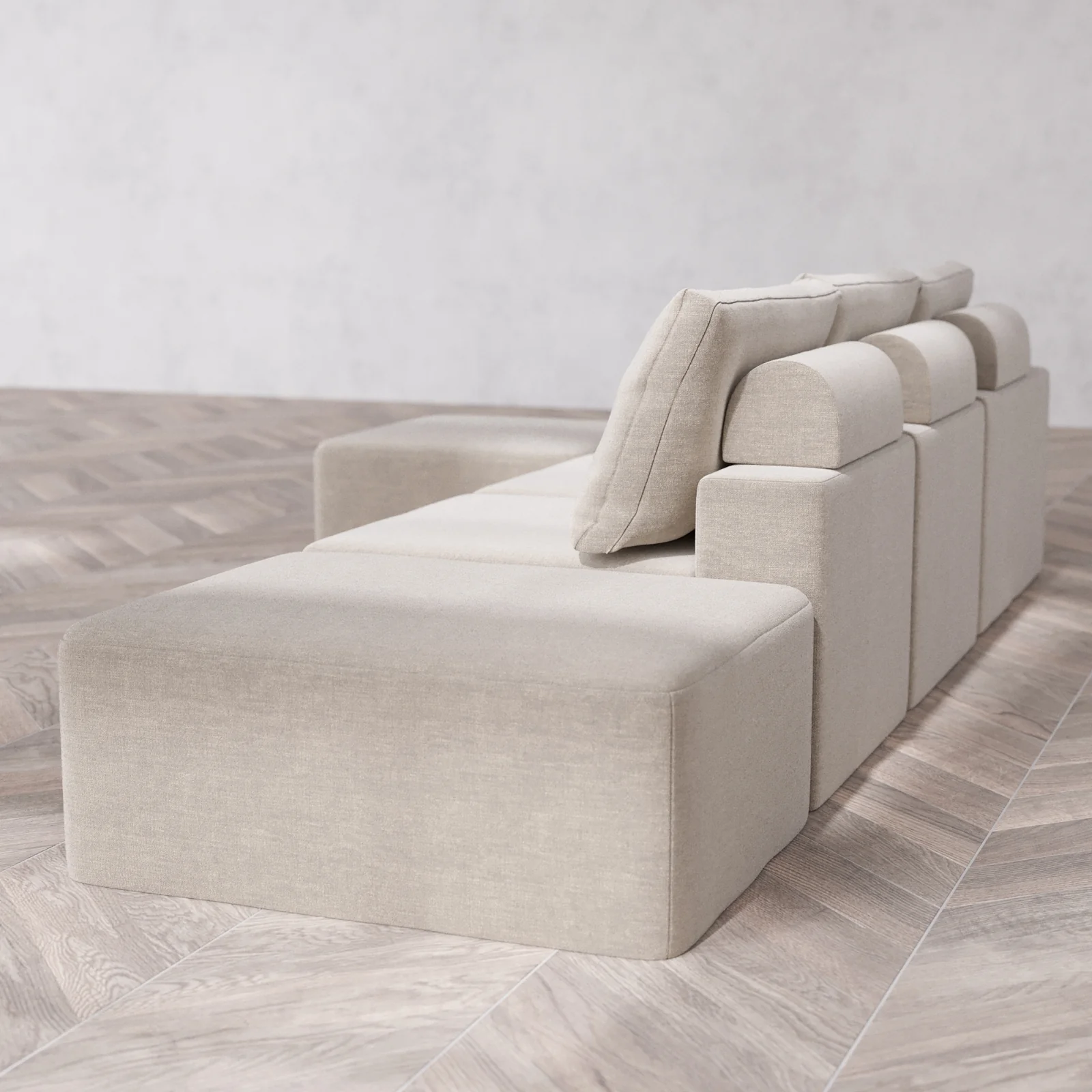 Slipcover Only - Modular Washable 3-Seater Open End Sectional Cloud + Bolster Sofa in Caraway | Left-Facing Arm - Image 5