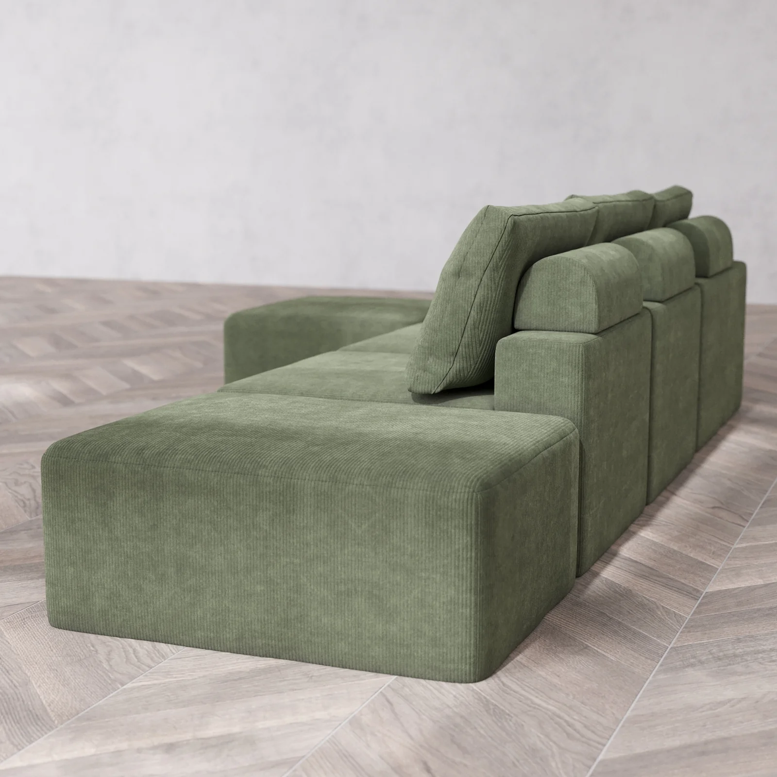 Slipcover Only - Modular Washable 3-Seater Open End Sectional Cloud + Bolster Sofa in Juniper | Left-Facing Arm - Image 5
