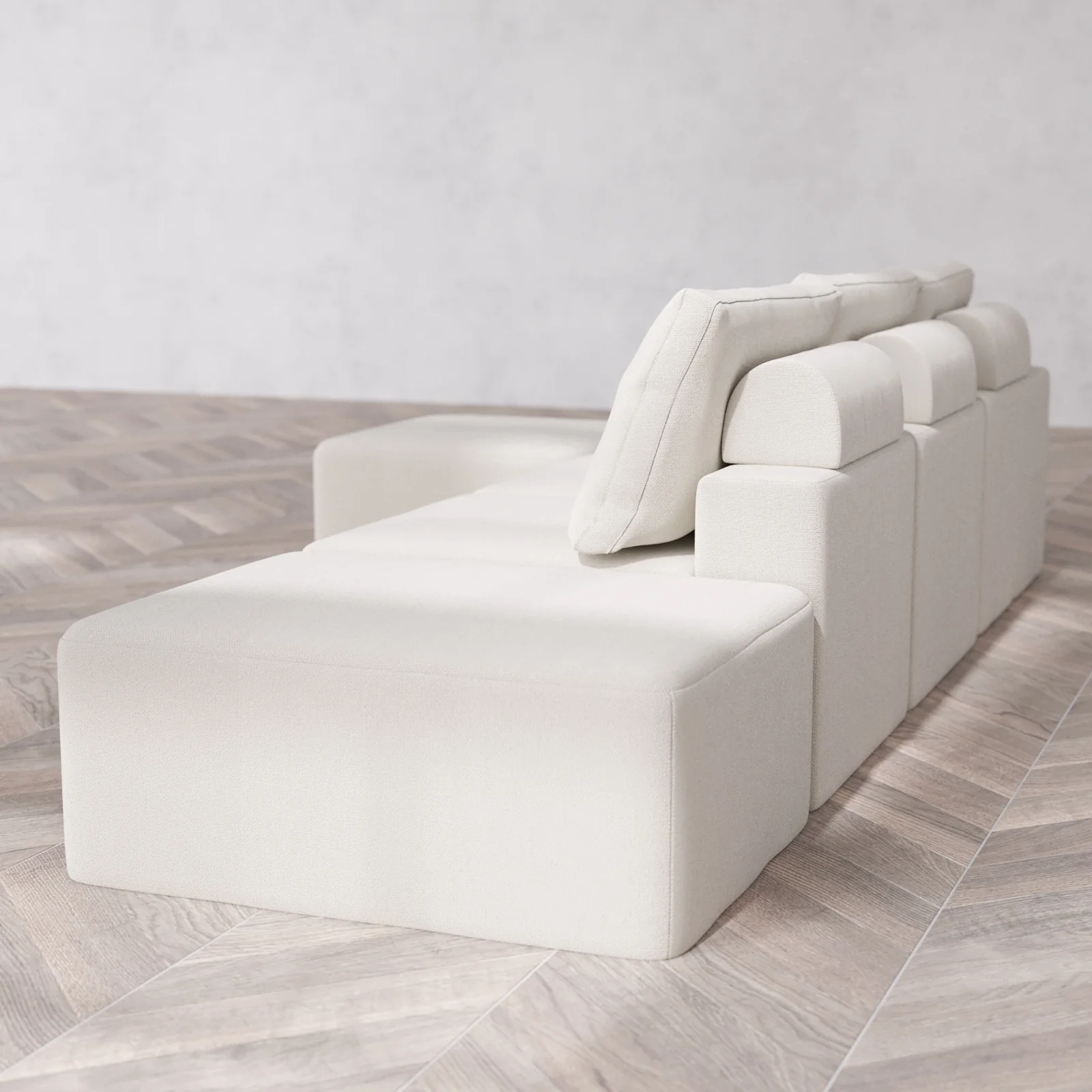 Slipcover Only - Modular Washable 3-Seater Open End Sectional Cloud + Bolster Sofa in Pearl | Left-Facing Arm - Image 5