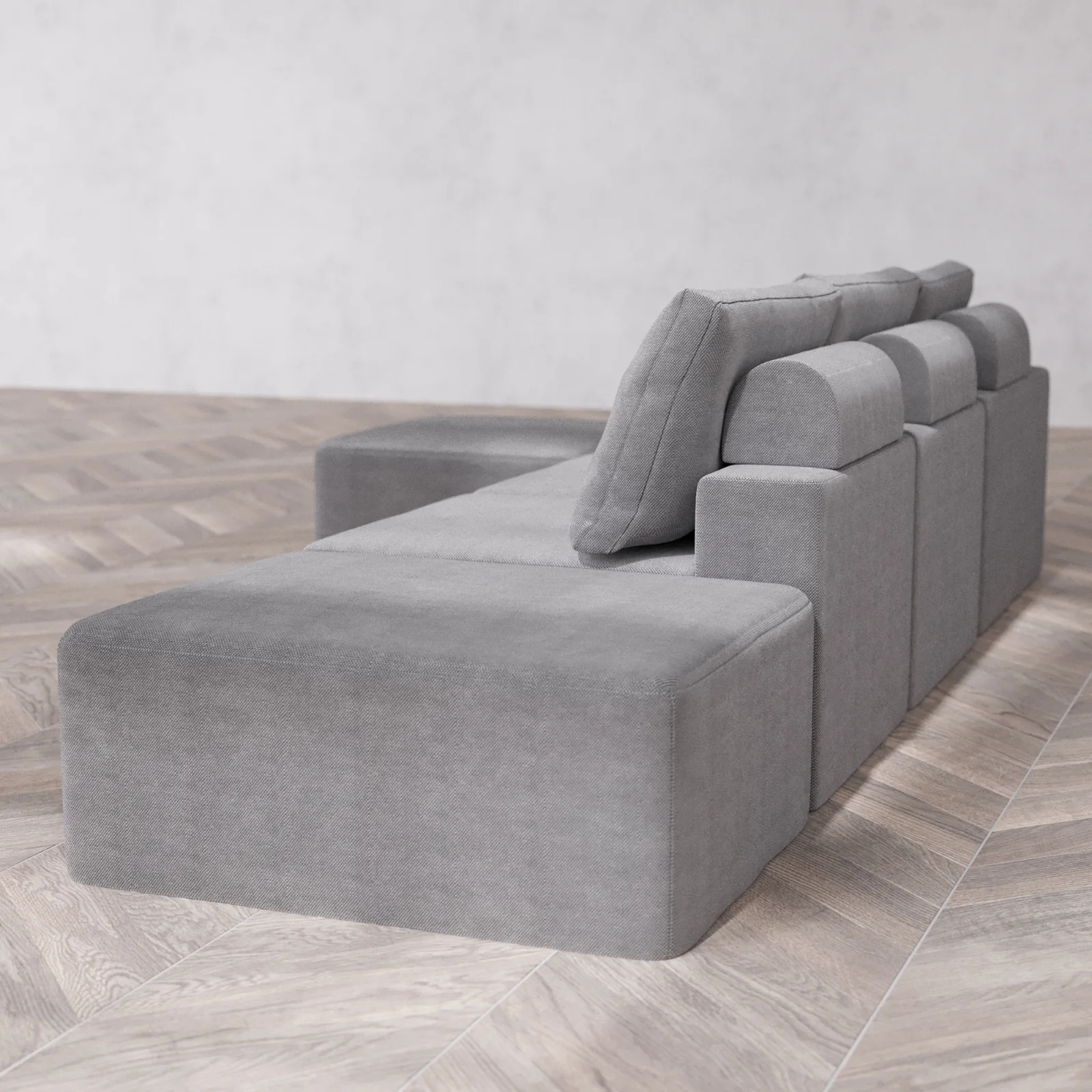 Slipcover Only - Modular Washable 3-Seater Open End Sectional Cloud + Bolster Sofa in Slate | Left-Facing Arm - Image 5