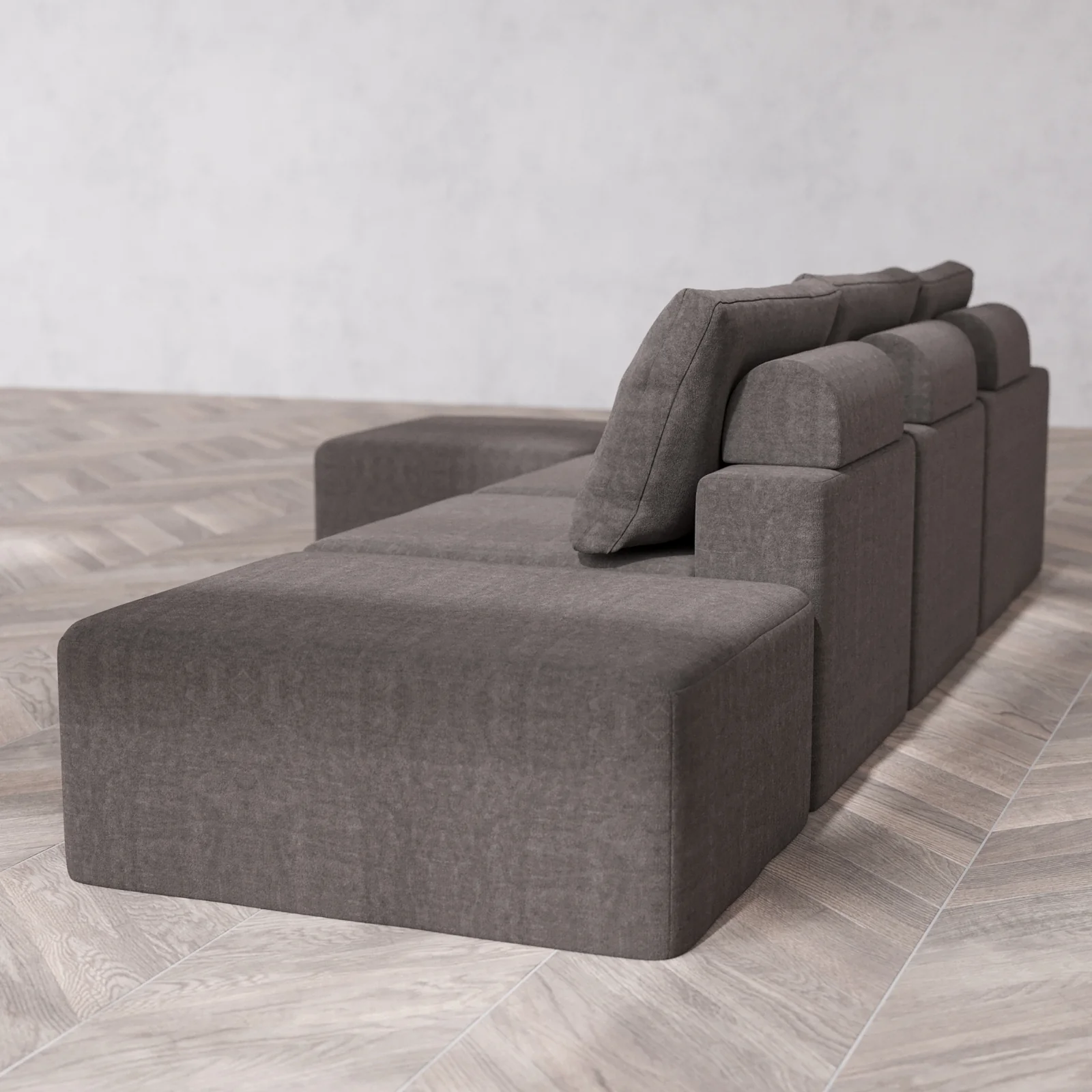 Slipcover Only - Modular Washable 3-Seater Open End Sectional Cloud + Bolster Sofa in Truffle | Left-Facing Arm - Image 5