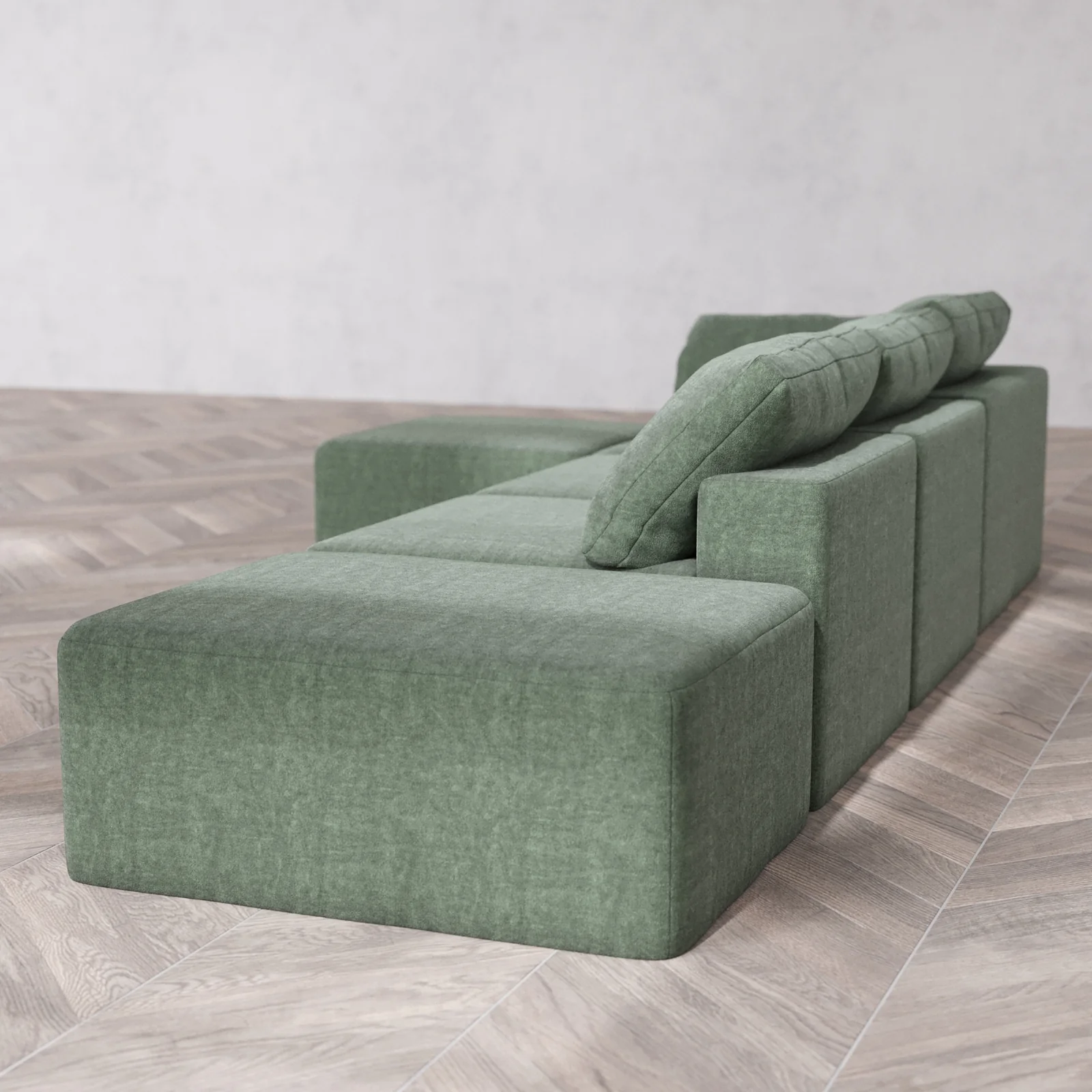 Slipcover Only - Modular Washable 3-Seater Open End Sectional Cloud Sofa in Sage | Left-Facing Arm - Image 5