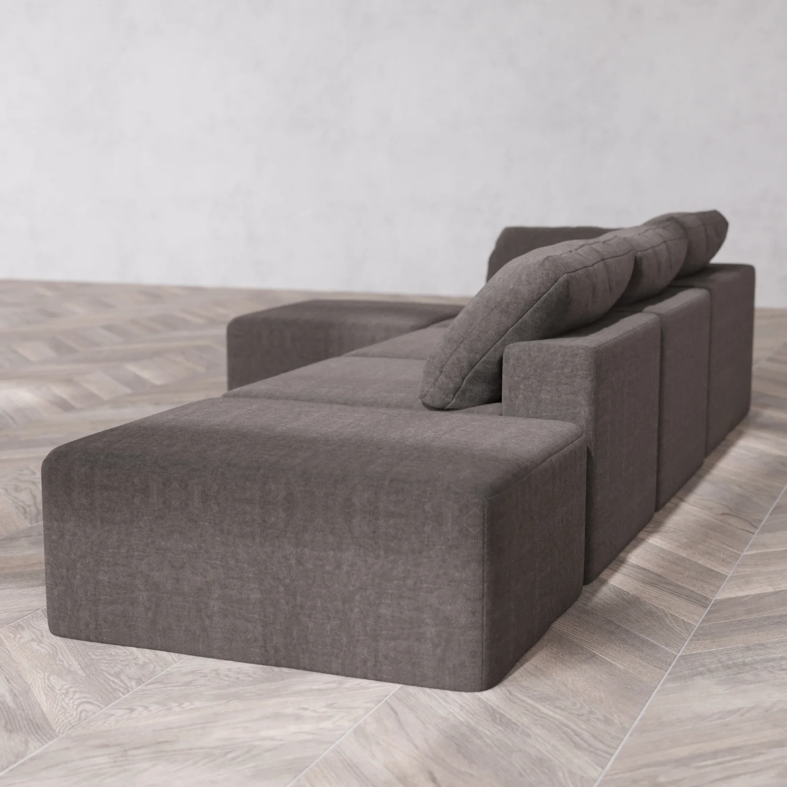 Slipcover Only - Modular Washable 3-Seater Open End Sectional Cloud Sofa in Truffle | Left-Facing Arm - Image 5